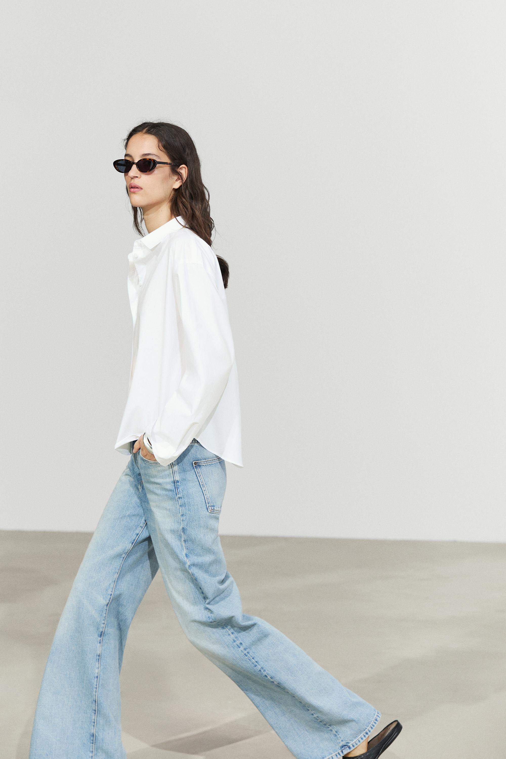 100% cotton poplin shirt with back detail — WHITE