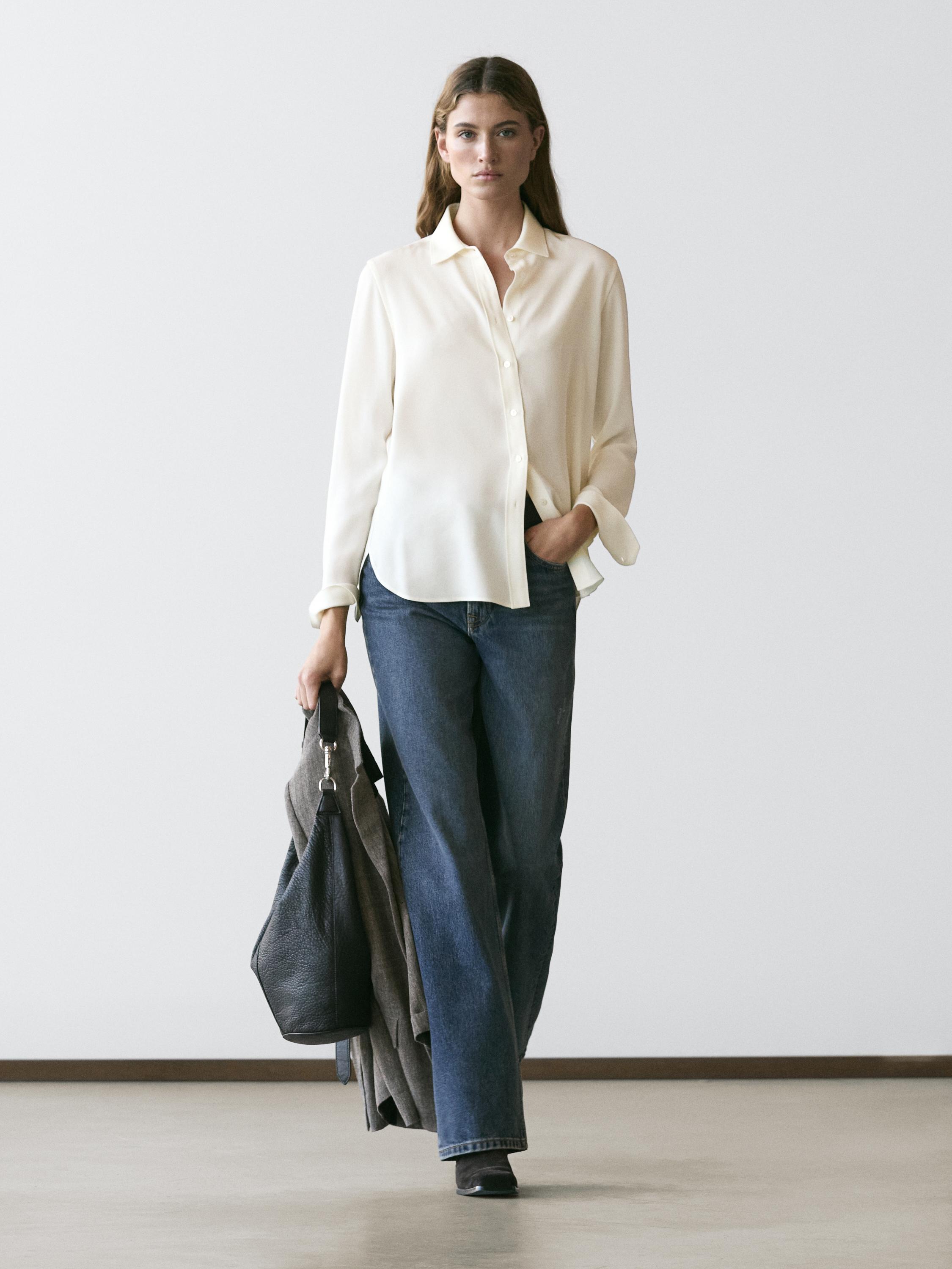 Flowing shirt with shirt collar — Off white