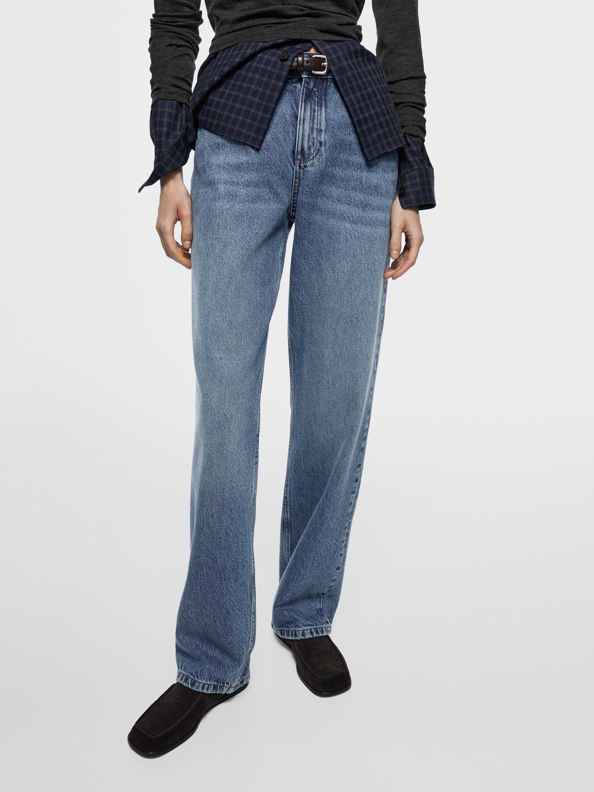 Mid-rise straight-leg jeans — MEDIUM BLUE