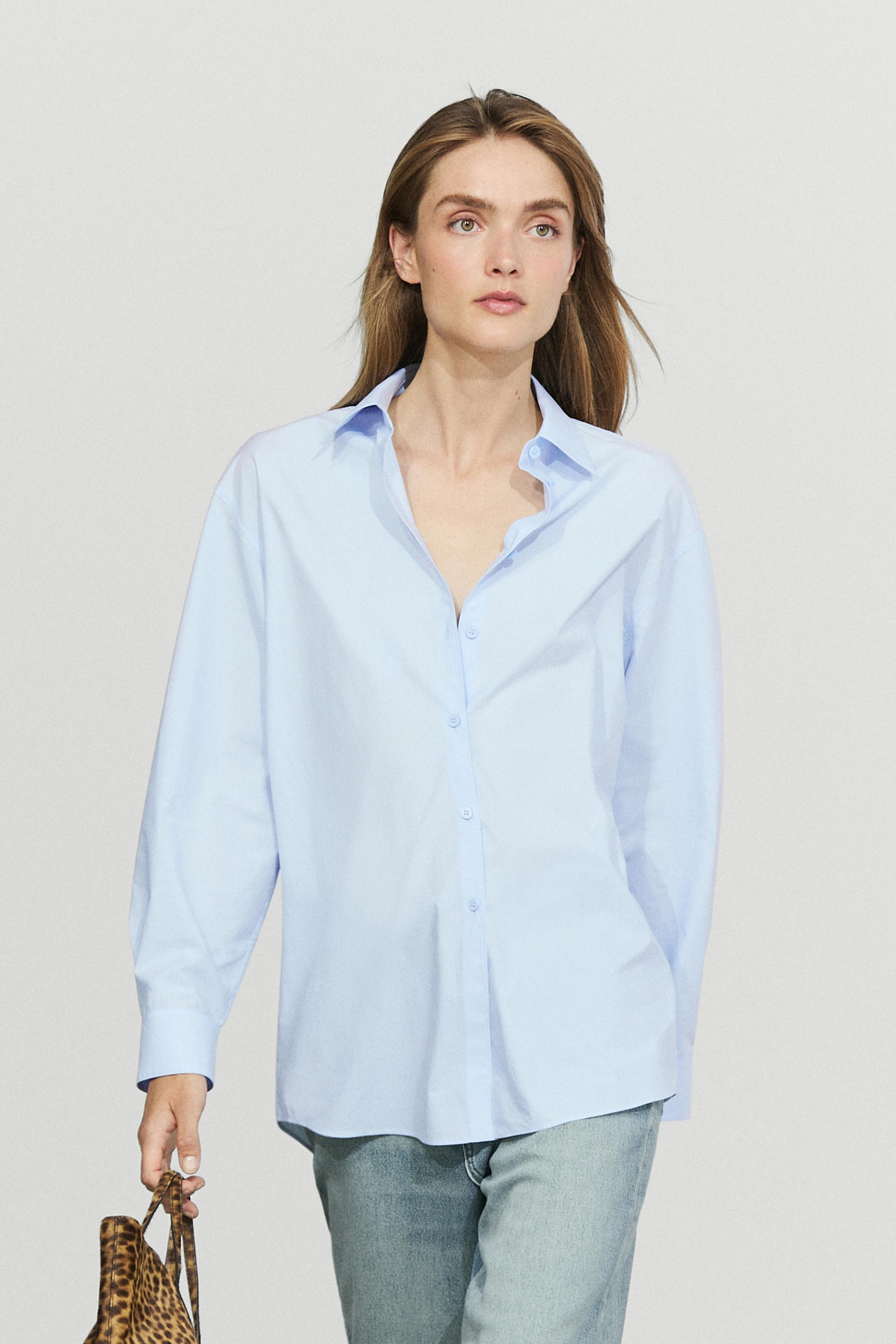 100% cotton poplin shirt — SKY BLUE