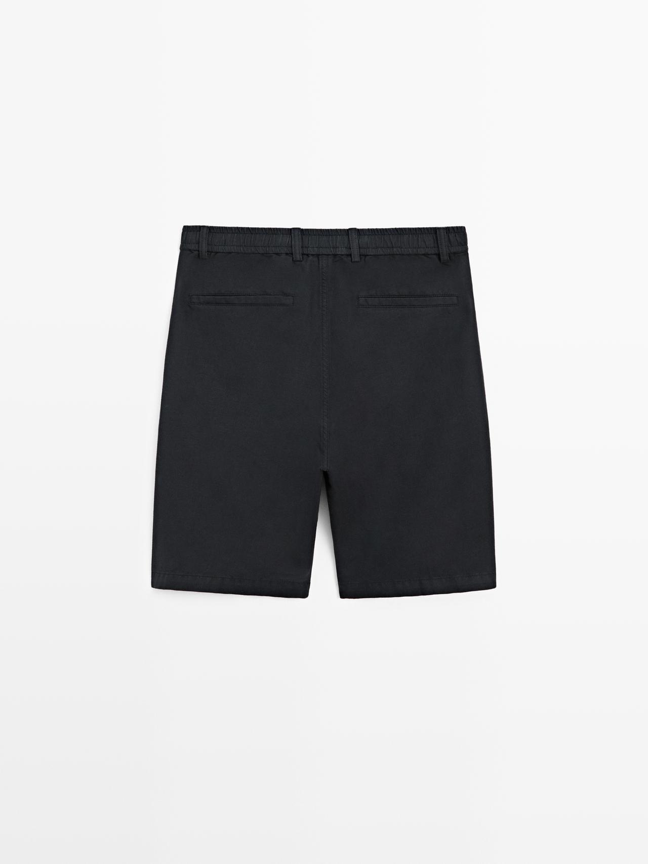 Linen blend Bermuda shorts — NAVY BLUE