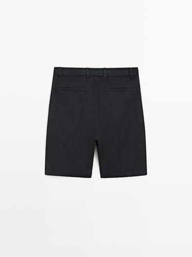 Linen blend Bermuda shorts — NAVY BLUE 6