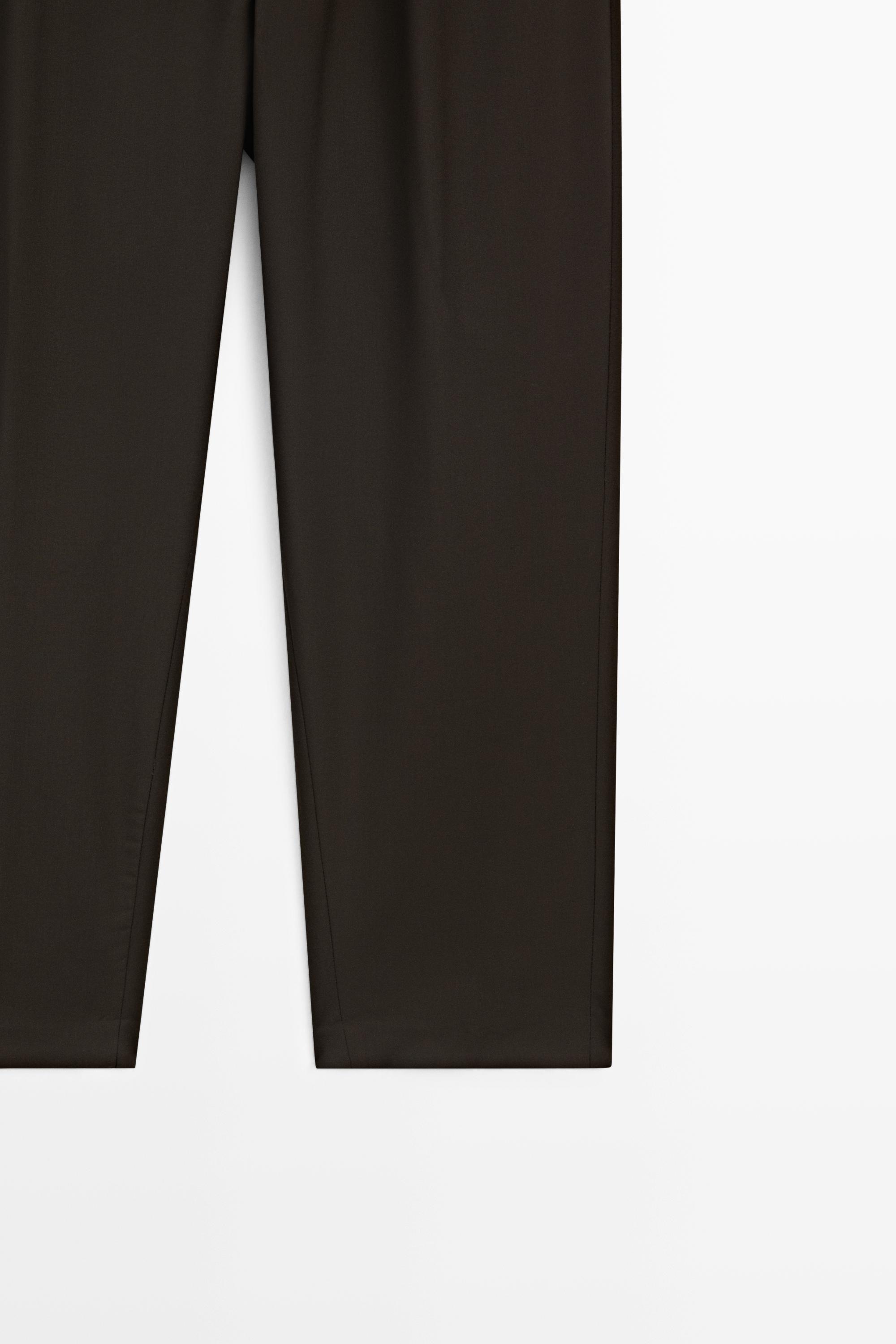 100% wool relaxed fit pants — BROWN