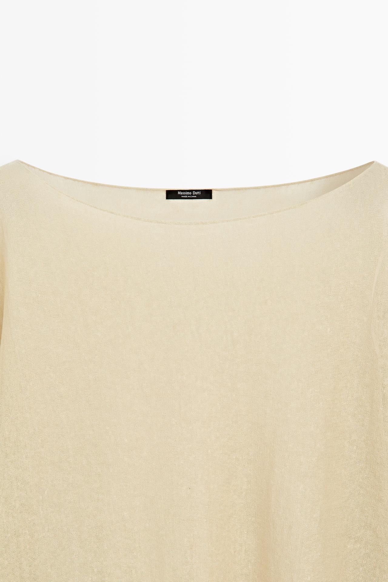 Linen blend flowing cape-style sweater — SAND