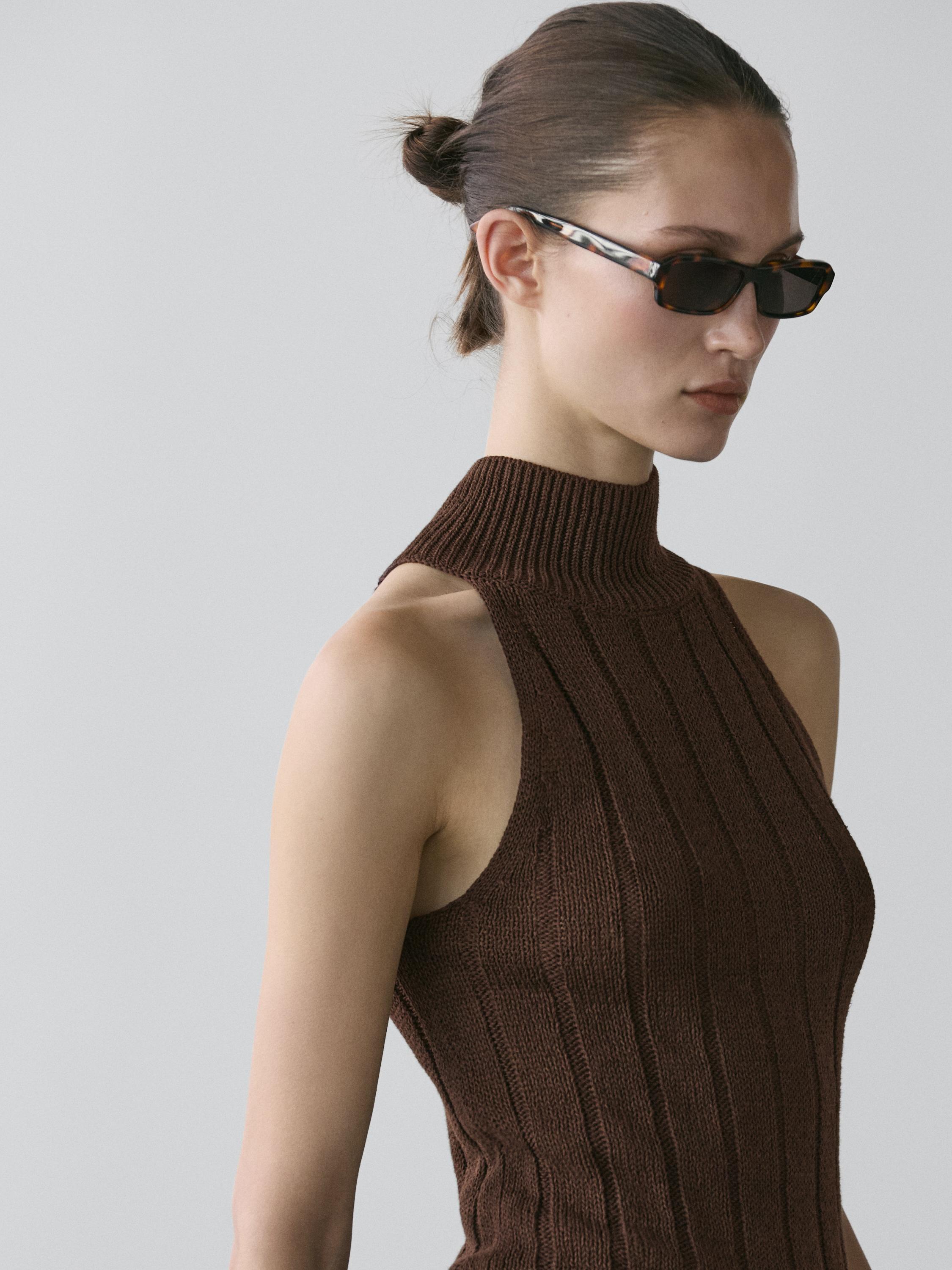 Rectangular tortoiseshell-effect sunglasses — BROWN