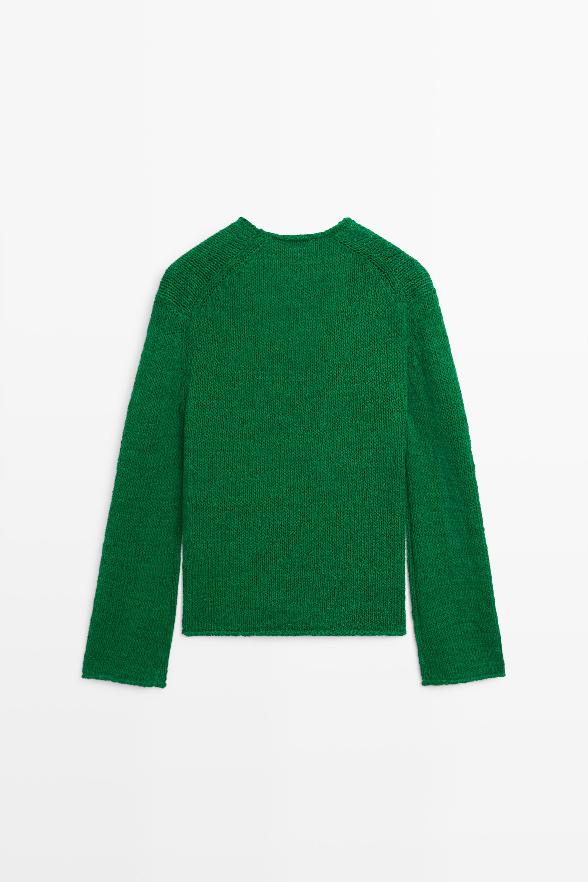 Cotton-blend knit sweater — GREEN