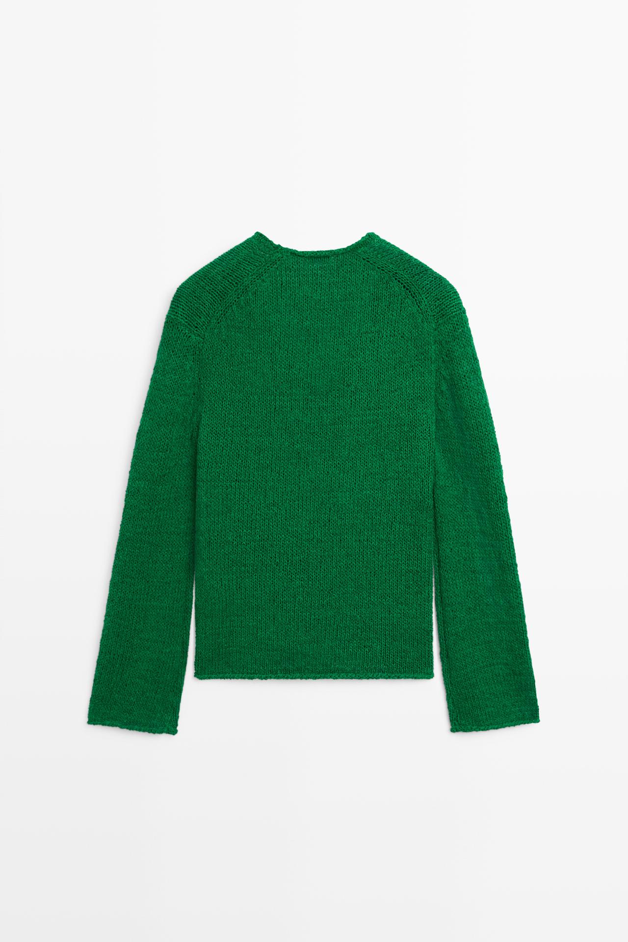 Cotton-blend knit sweater — GREEN