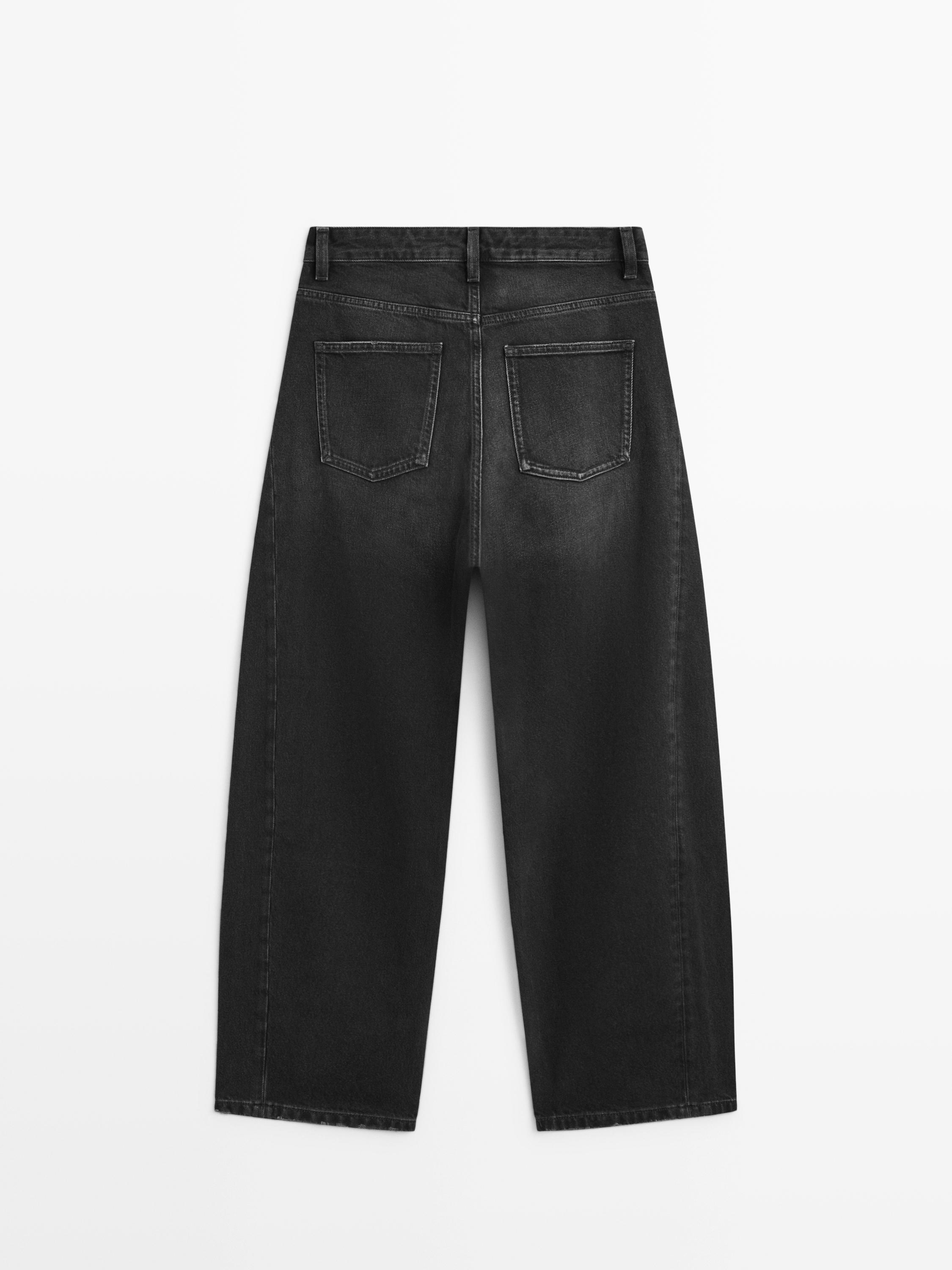 Mid-rise balloon fit jeans — BLACK
