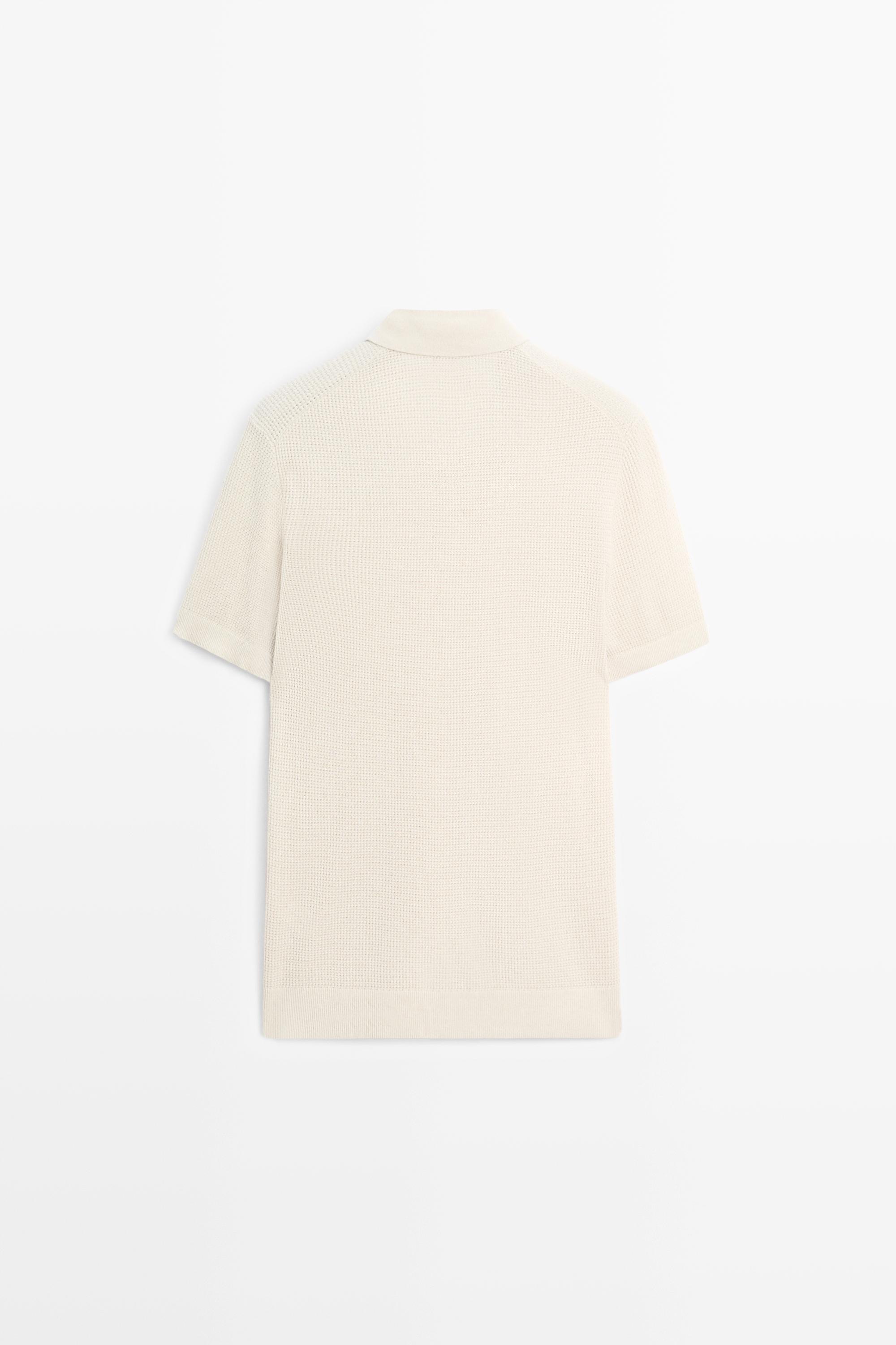 100% cotton button-collar polo shirt — CREAM