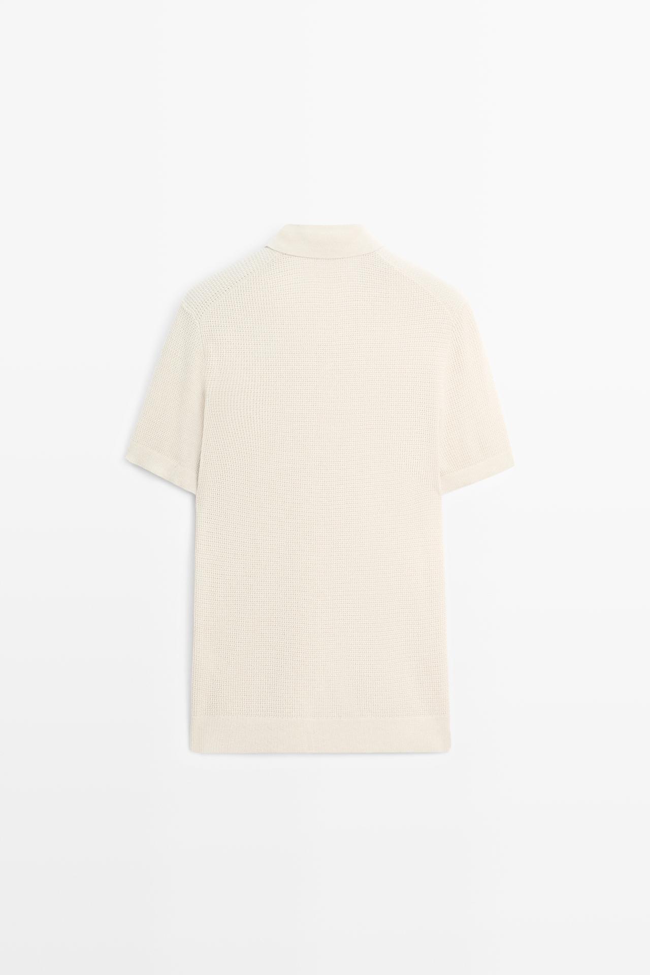 100% cotton button-collar polo shirt — CREAM