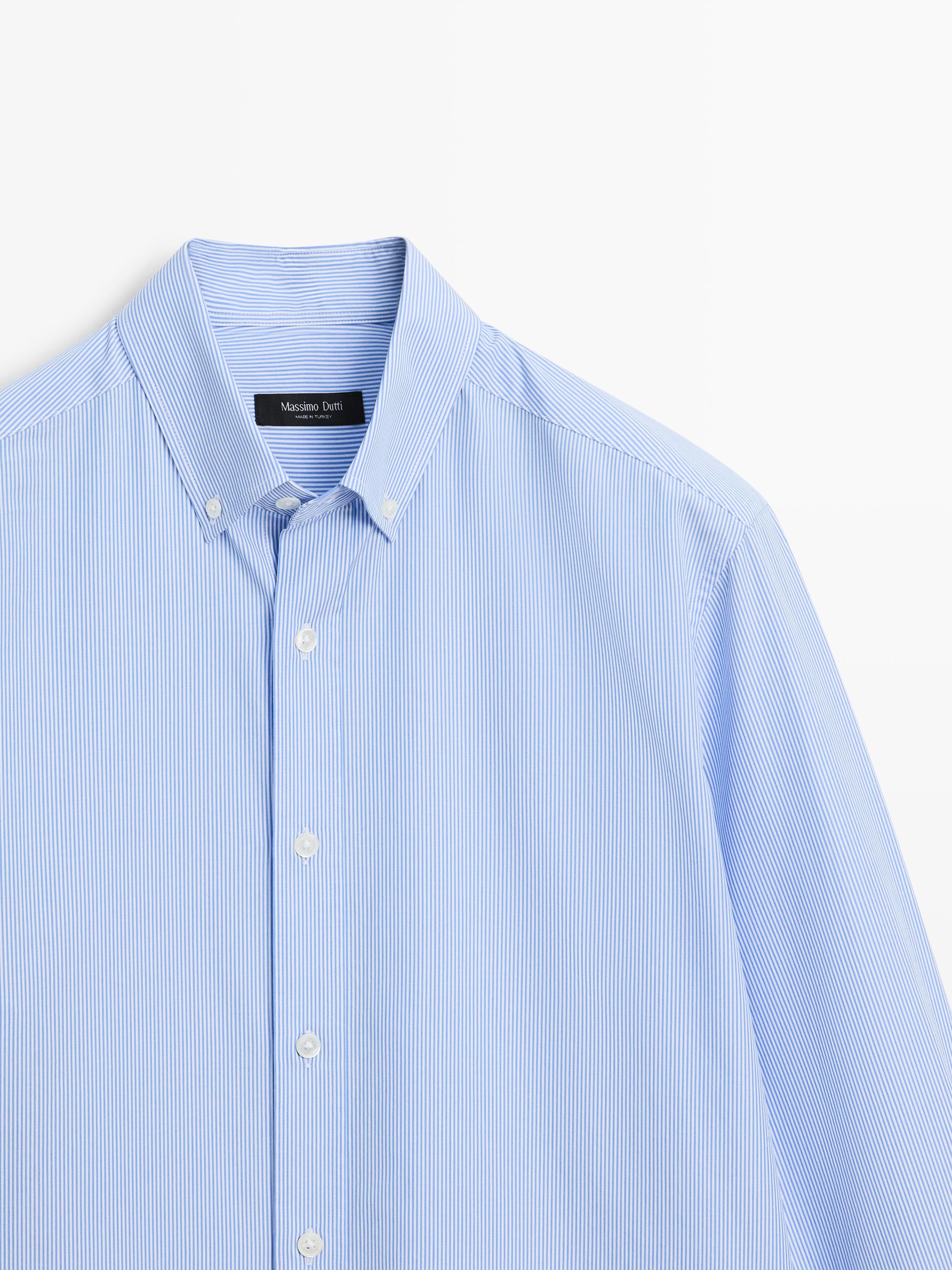 Regular fit striped shirt with button-down collar