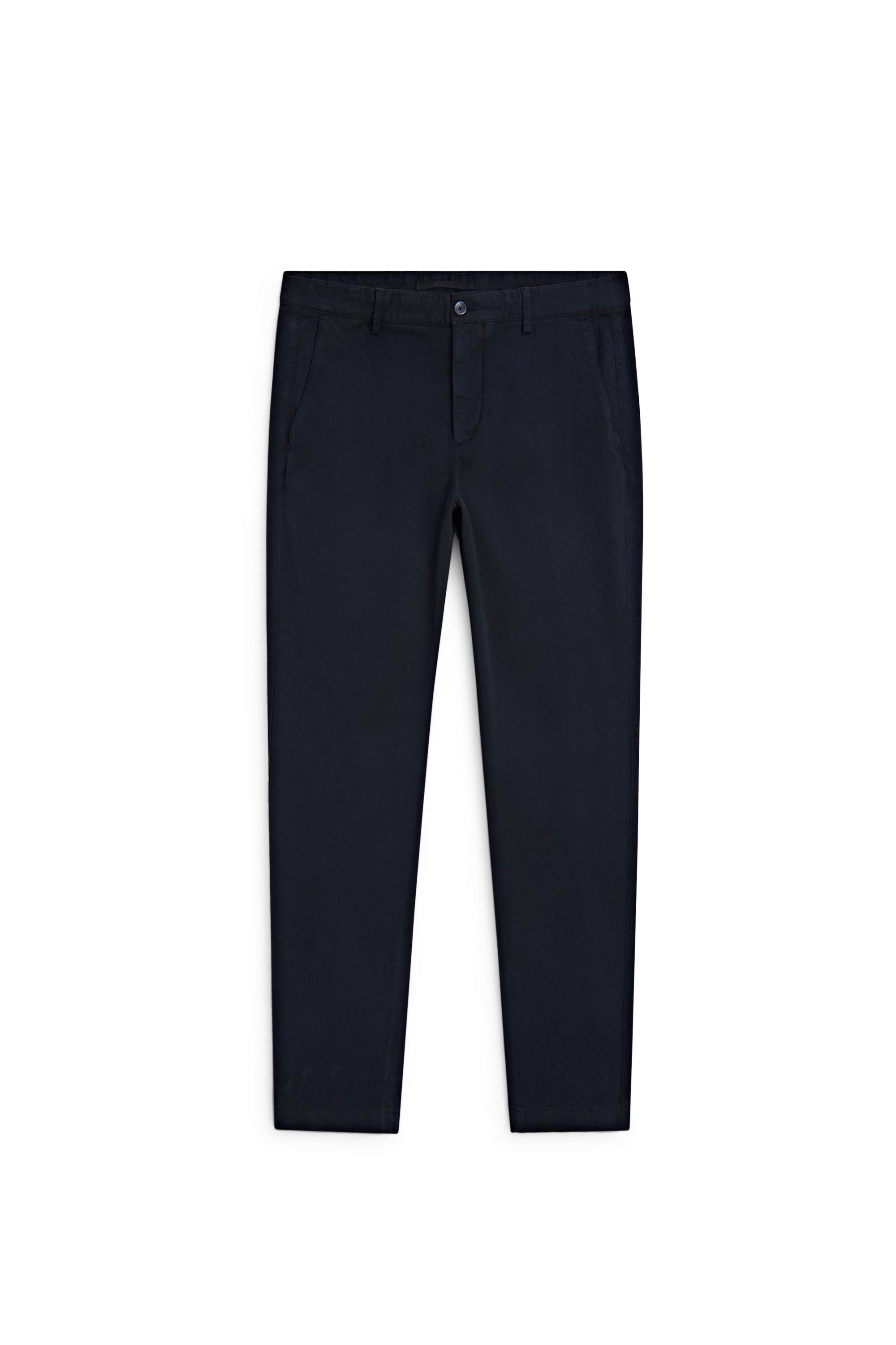 Slim-fit micro-textured trousers — NAVY BLUE