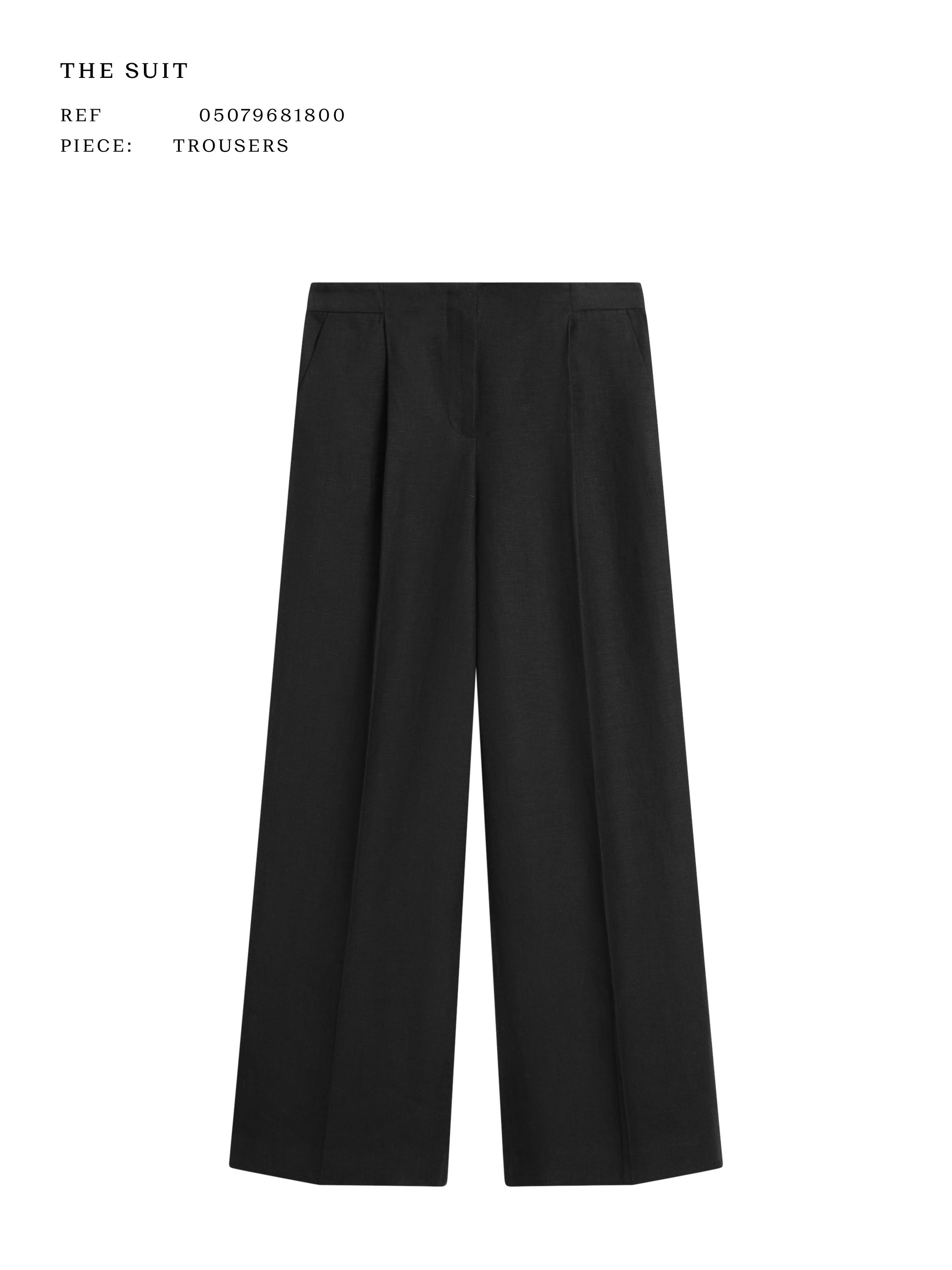 Flowing linen suit trousers — BLACK
