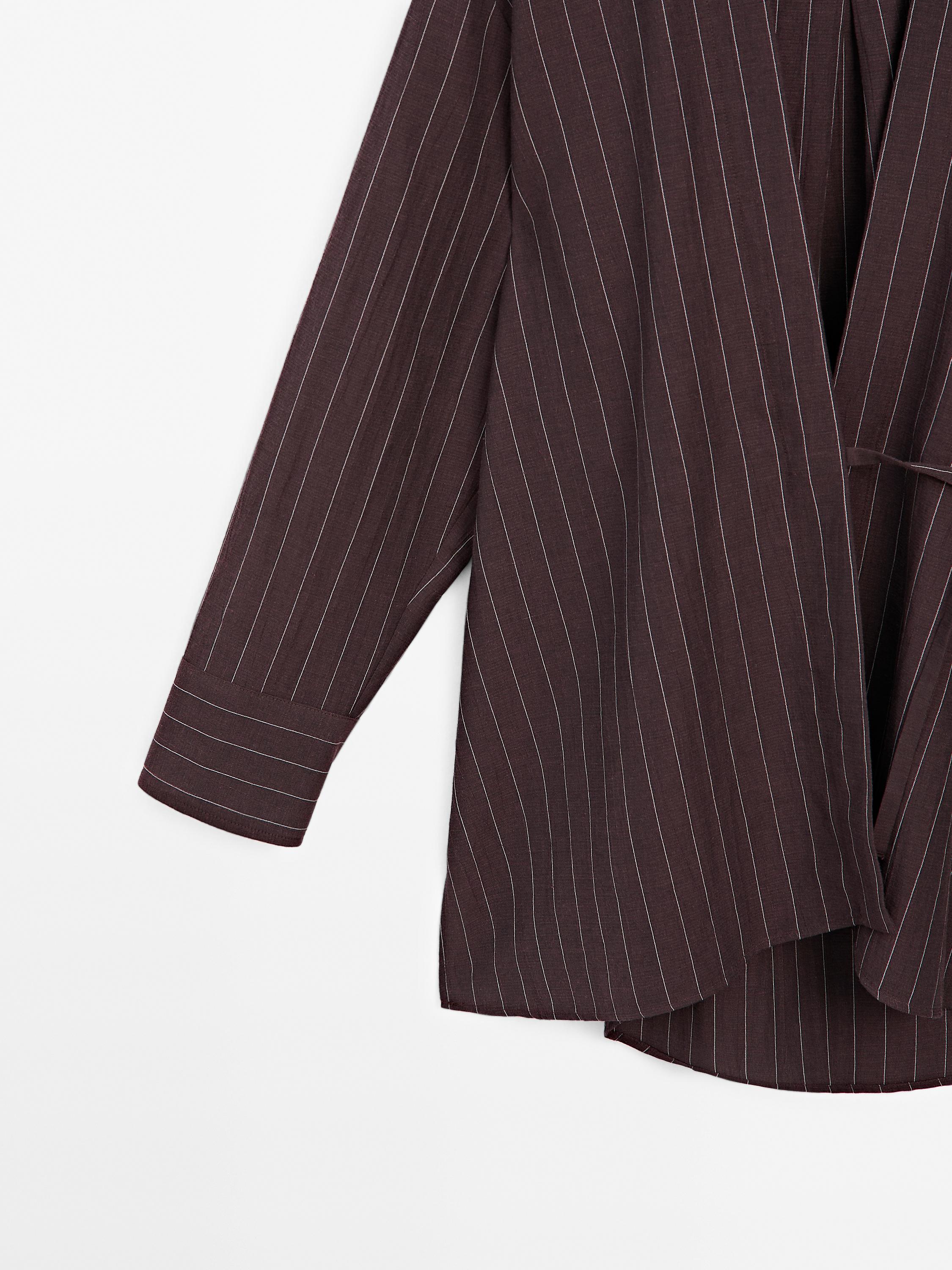Flowing pinstripe kimono