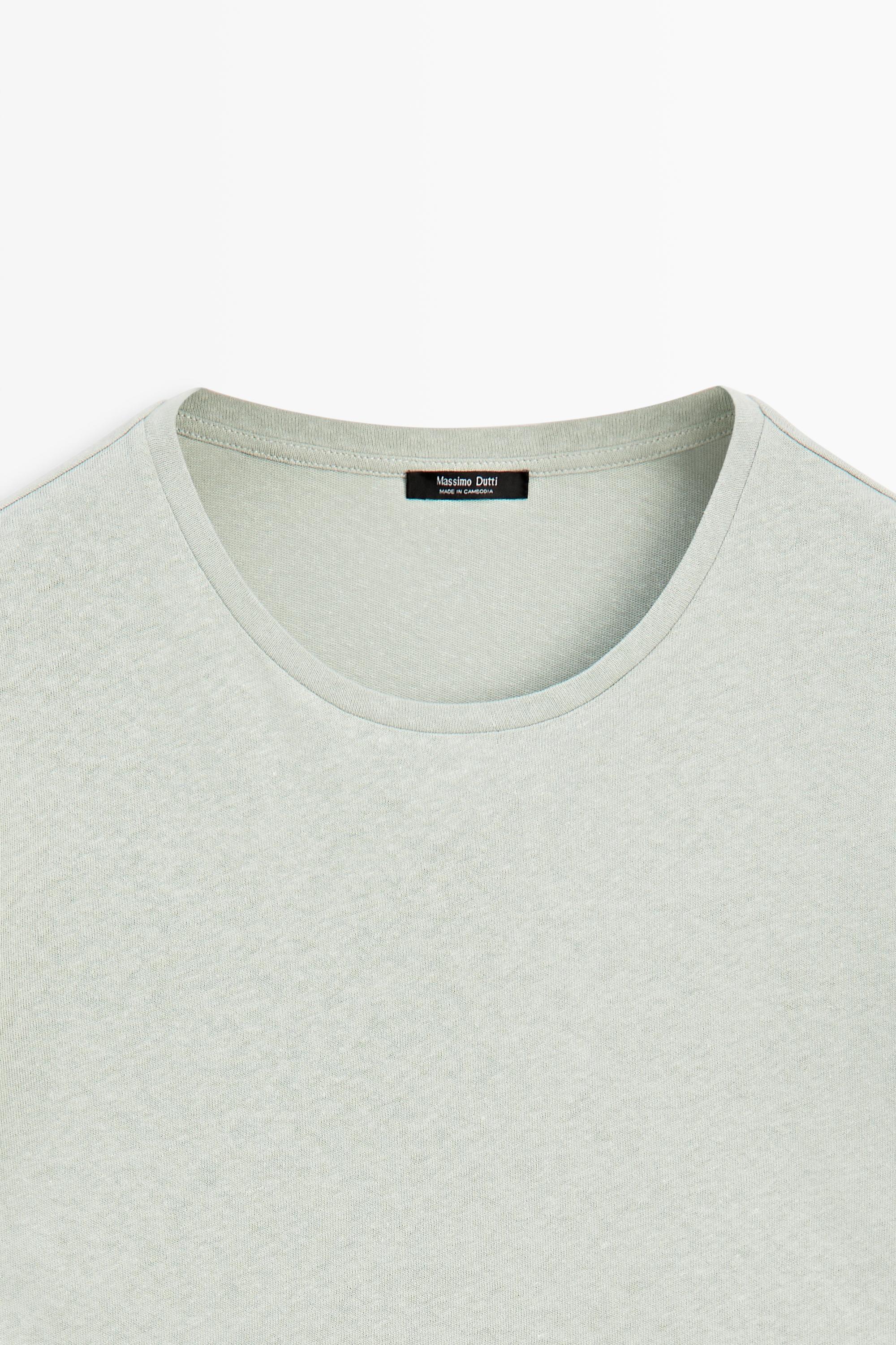 Short sleeve linen and cotton T-shirt — GREEN