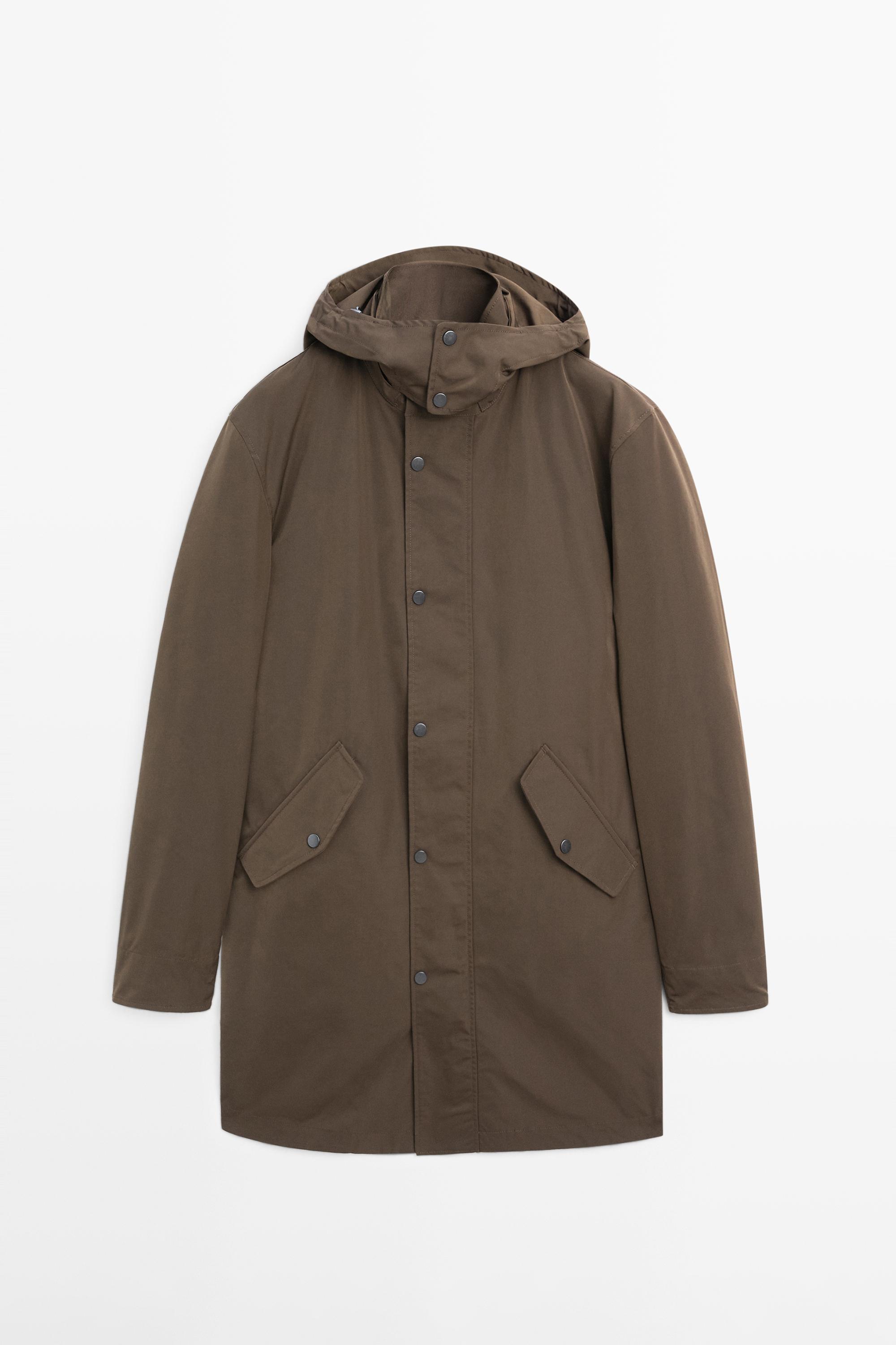 Long technical parka with detachable interior