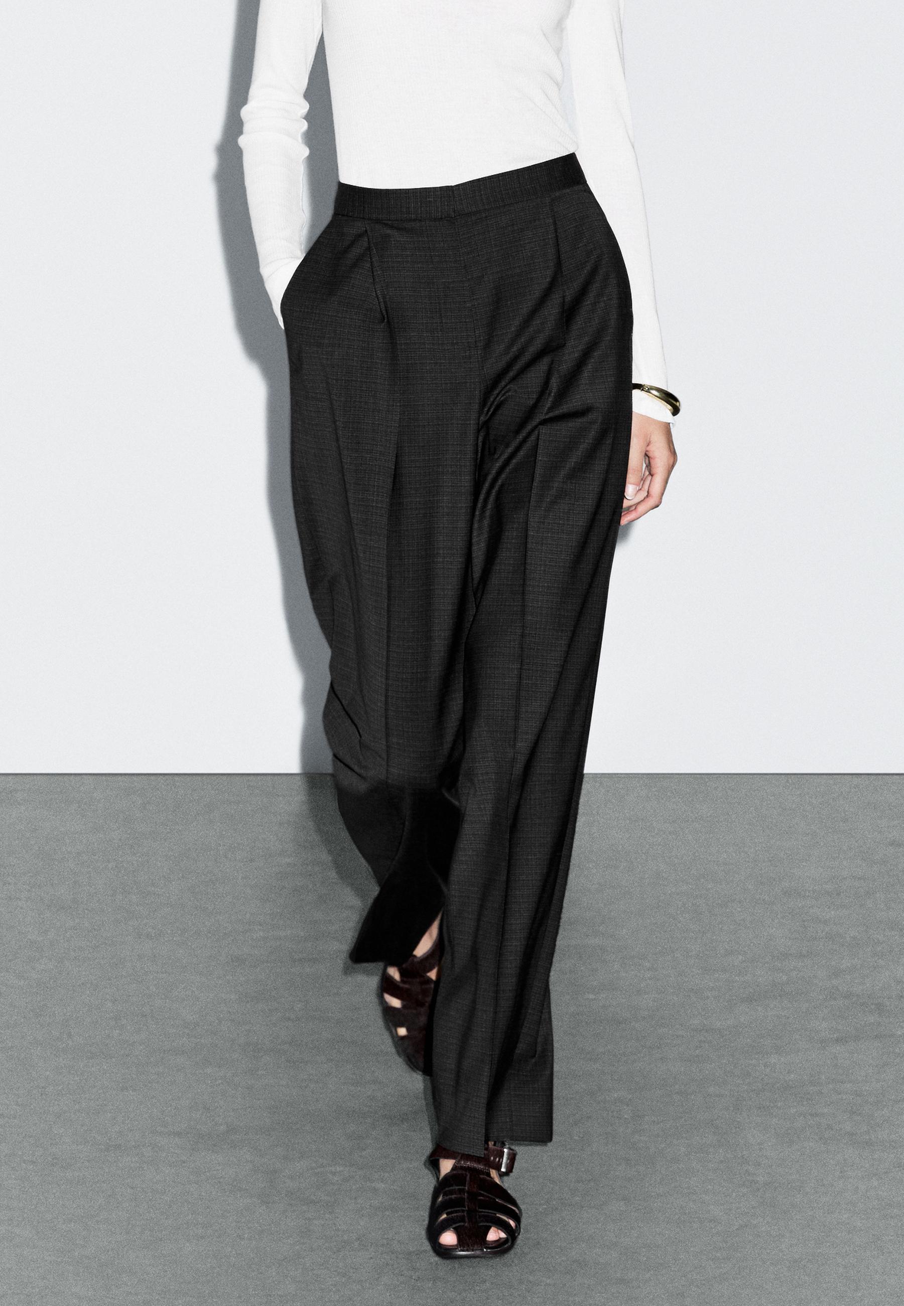 Wool blend darted trousers