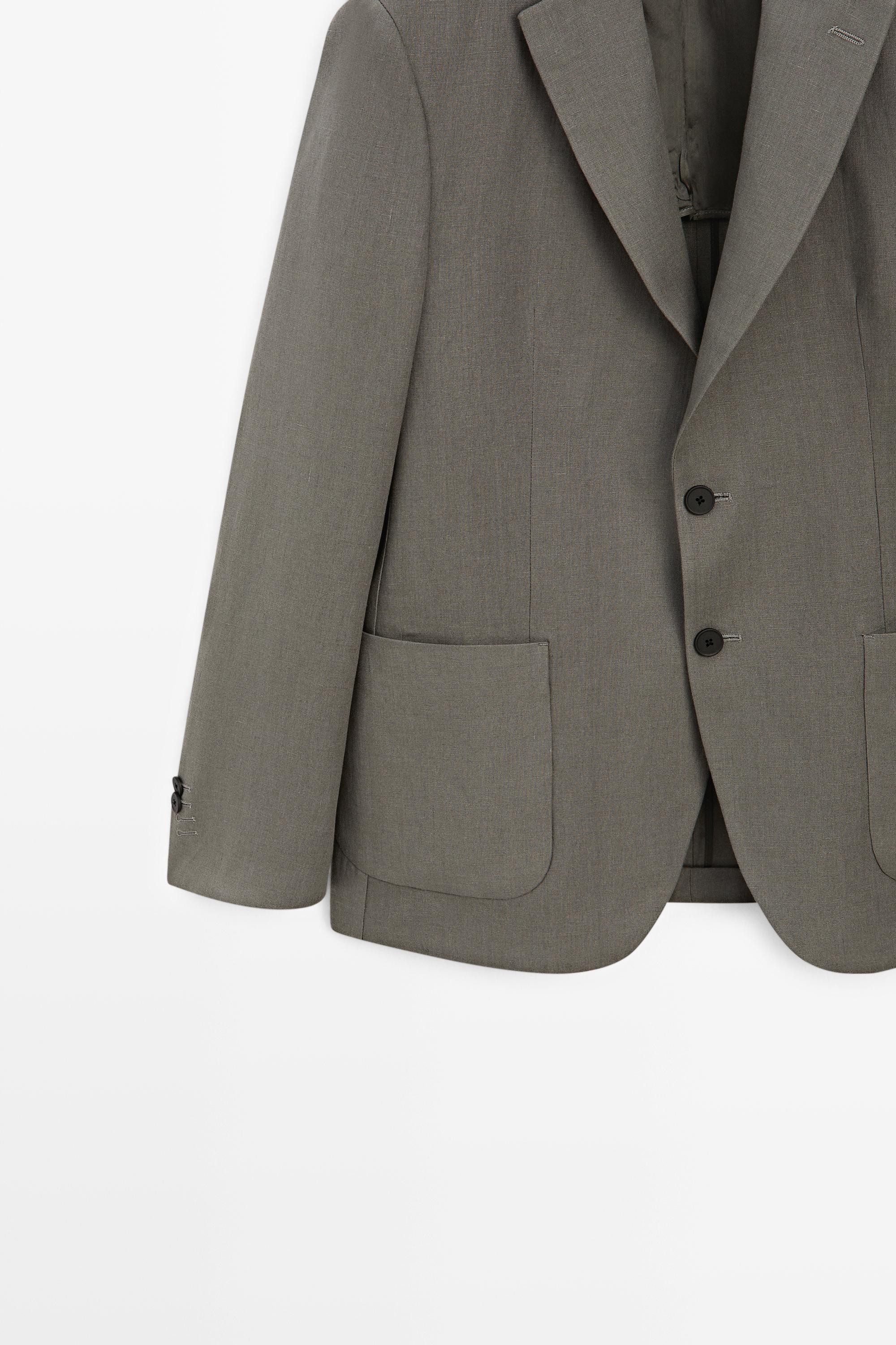 100% linen suit blazer — DARK GREEN