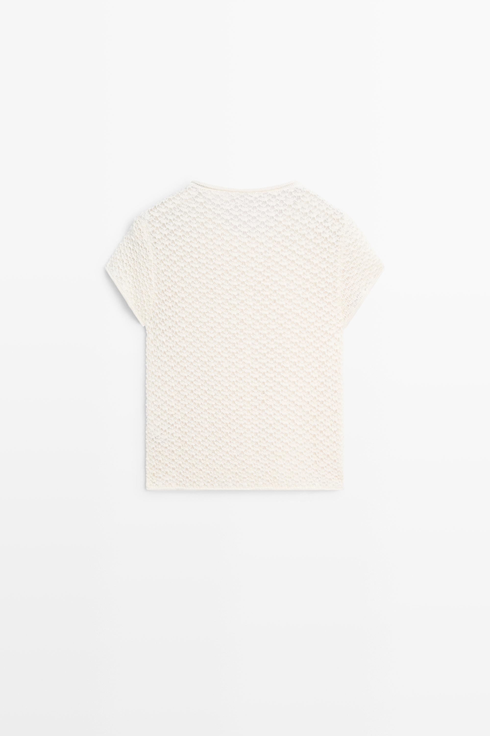 Crochet knit cardigan — CREAM
