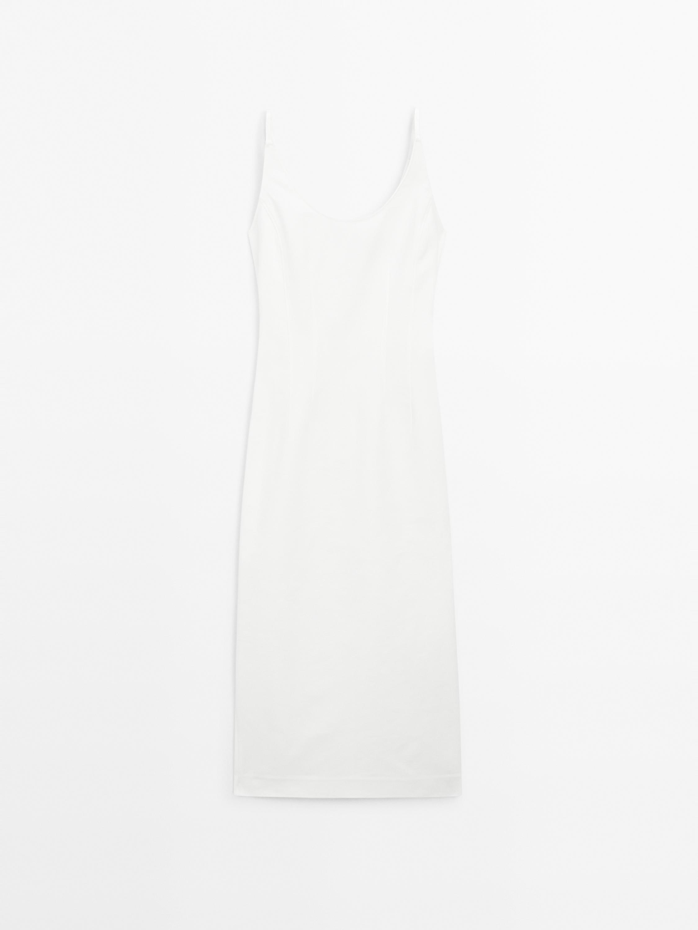 Cotton blend strappy midi dress