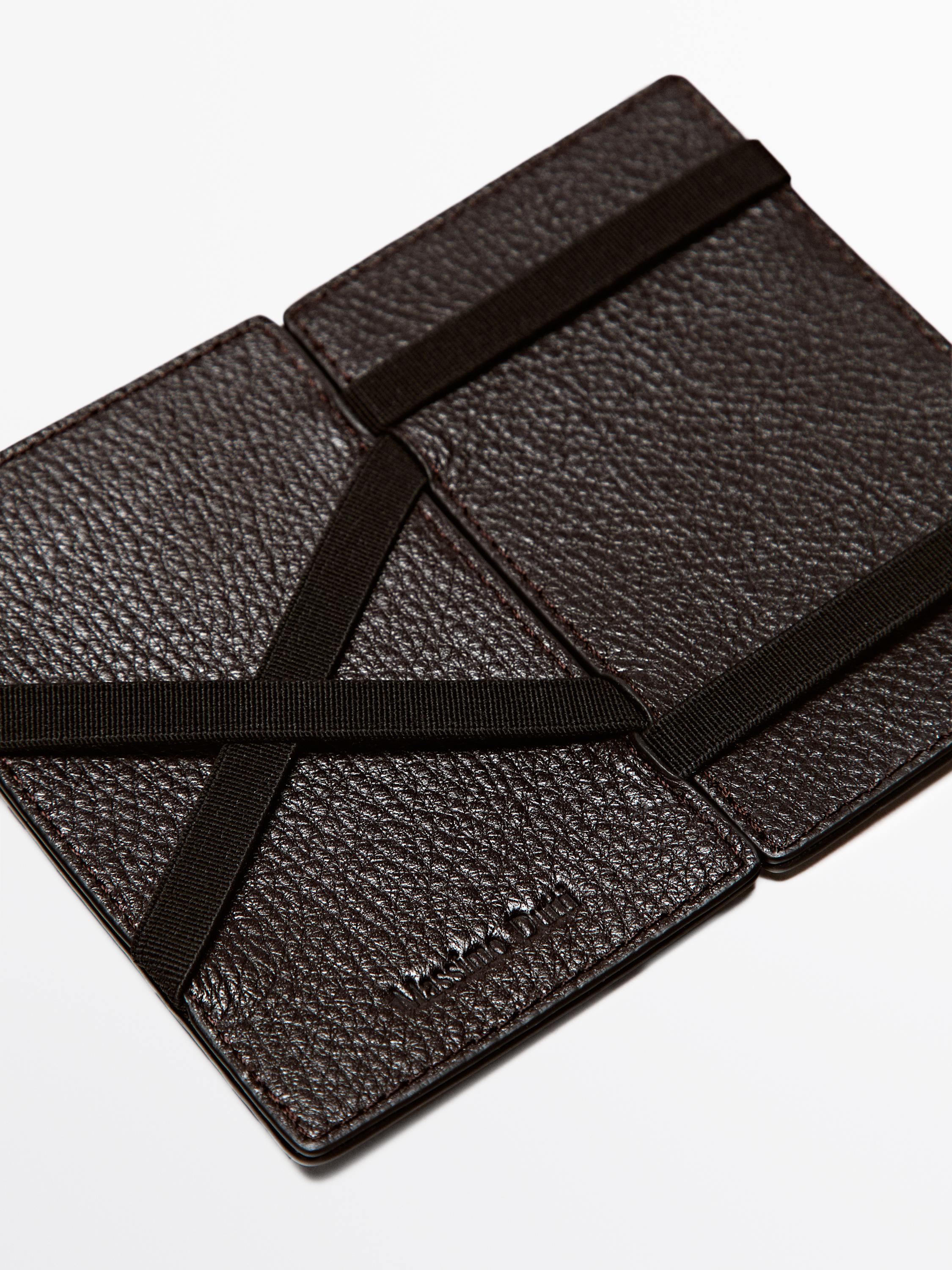 Nappa leather "magic" vertical wallet — BROWN