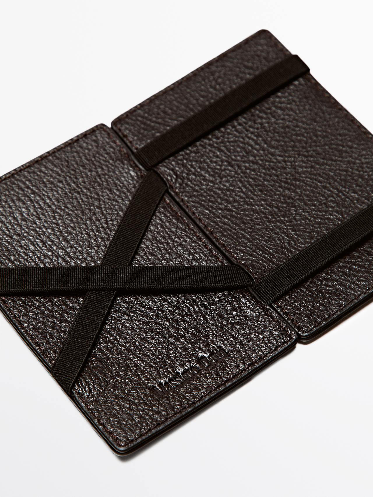 Nappa leather "magic" vertical wallet — BROWN
