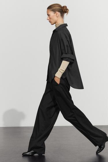 Pinstripe wide-leg pants — BLACK 5