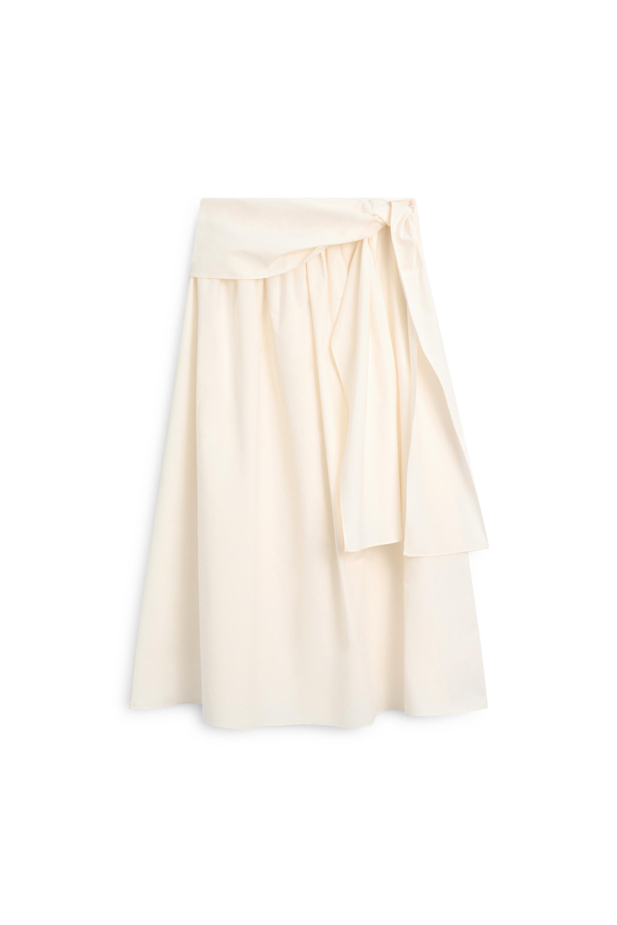 Flowing skirt with scarf detail — CREAM