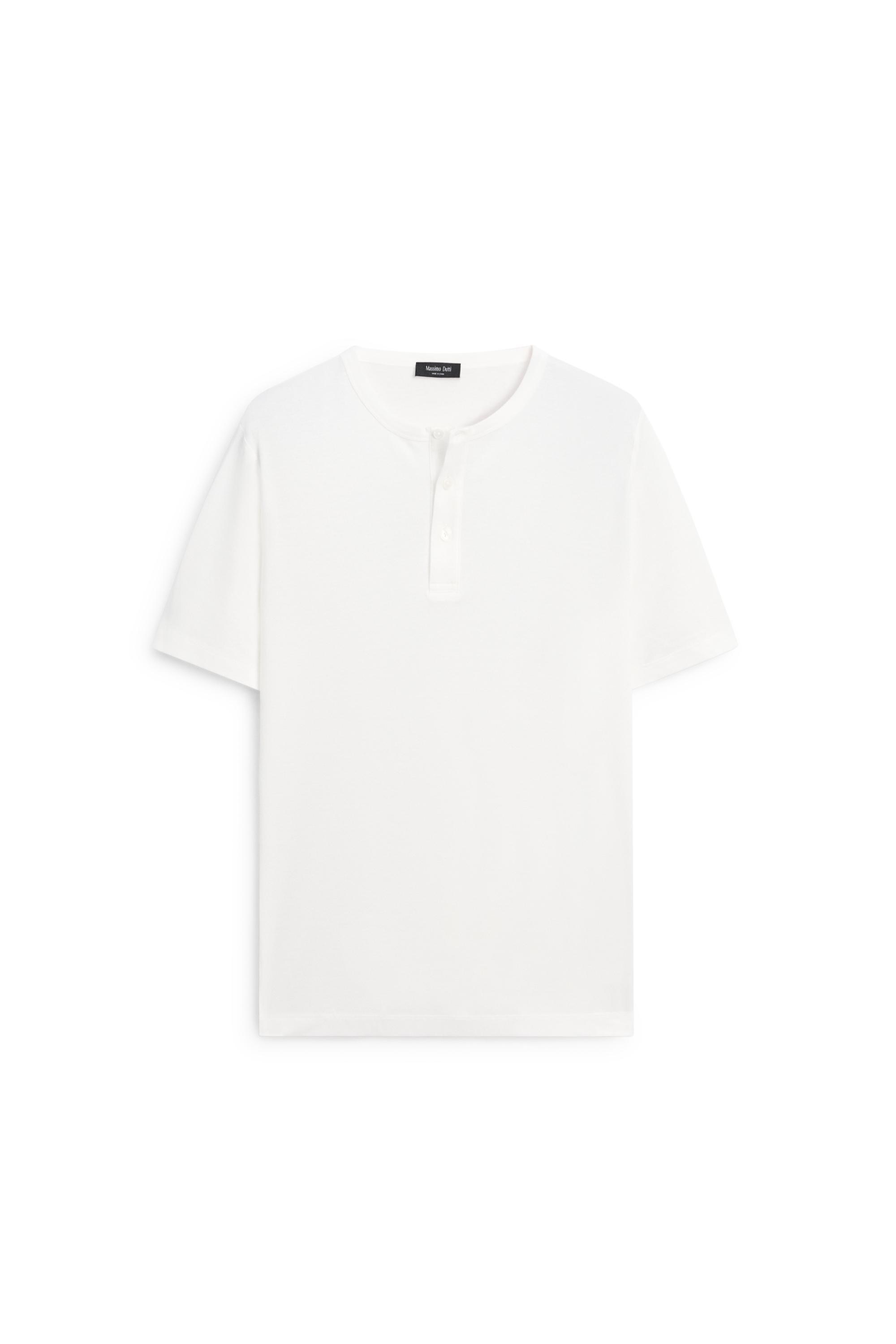 100% cotton henley T-shirt — Off white