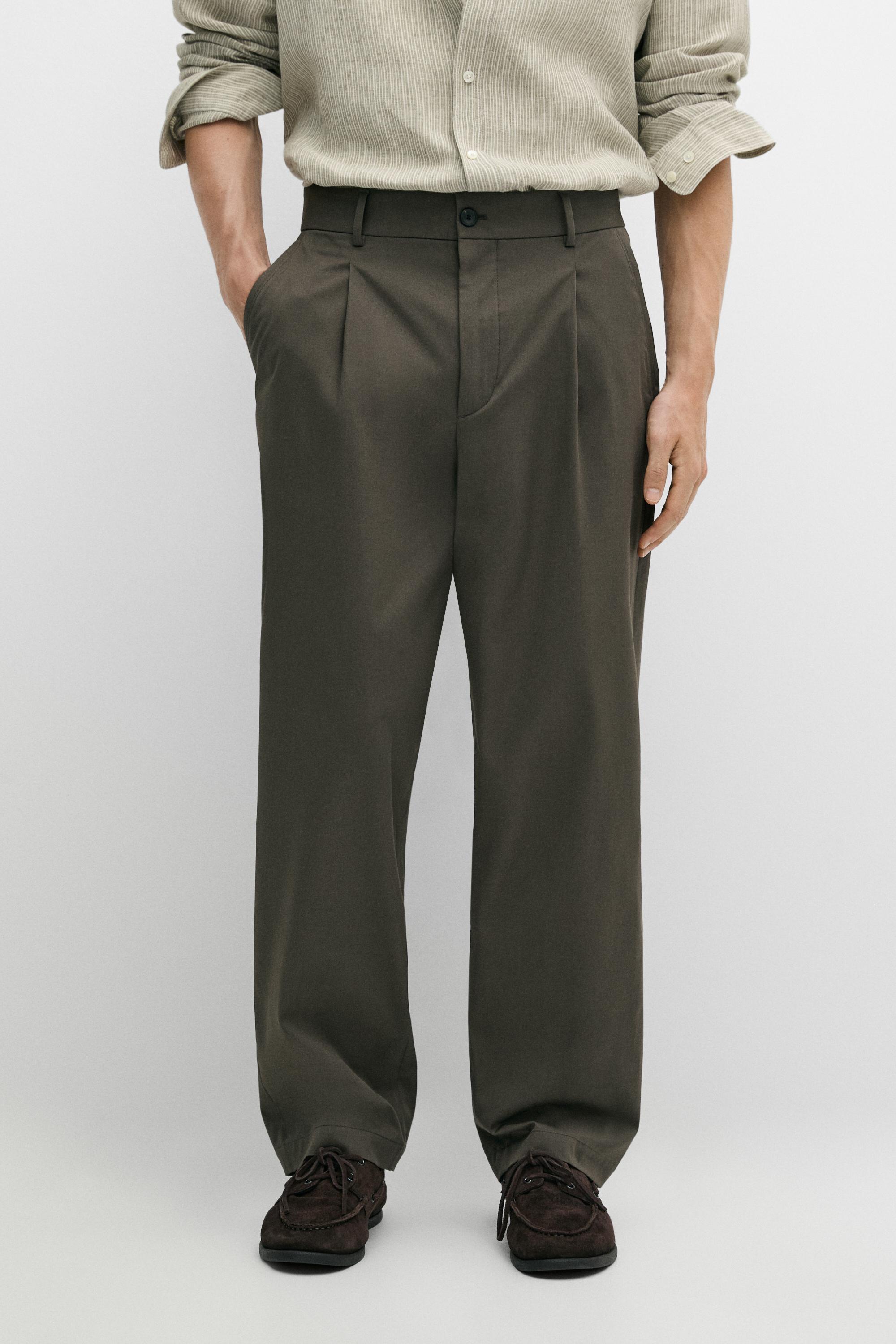 Flowing pants with darts — KHAKI