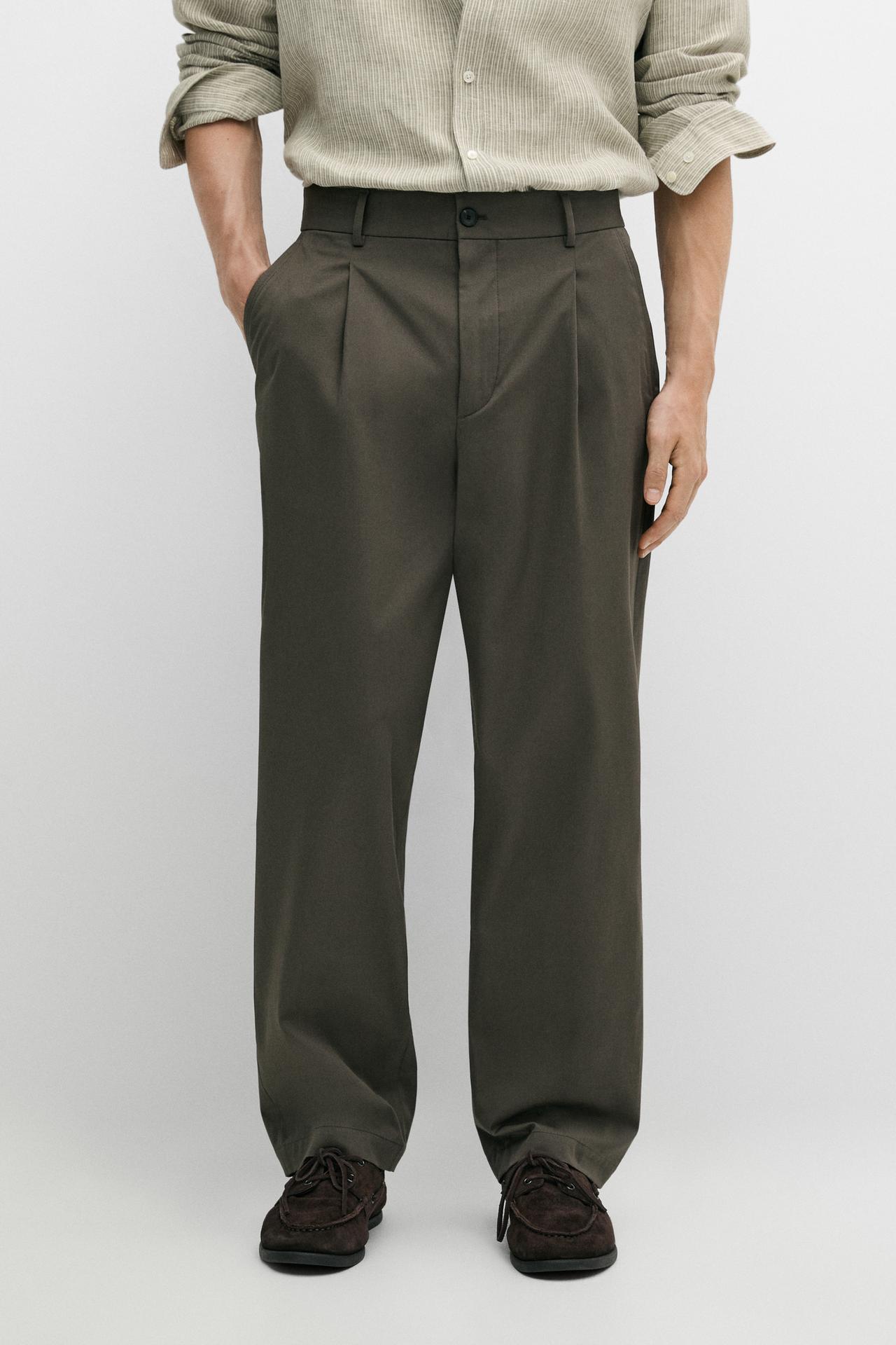 Flowing pants with darts — KHAKI