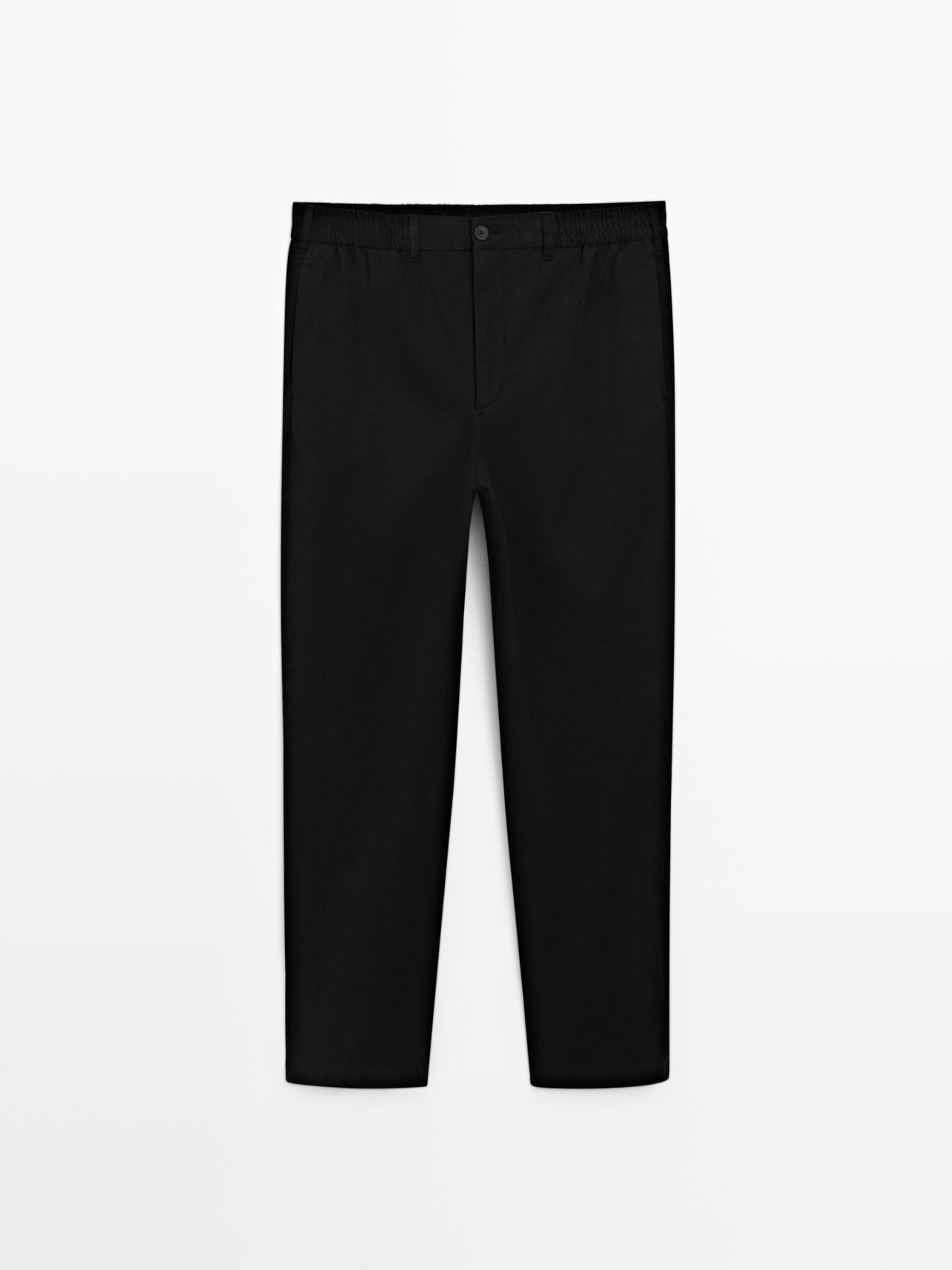 Massimo Dutti - Herre - Jogger Fit Bukser I Bomuldsblanding - Sort - L