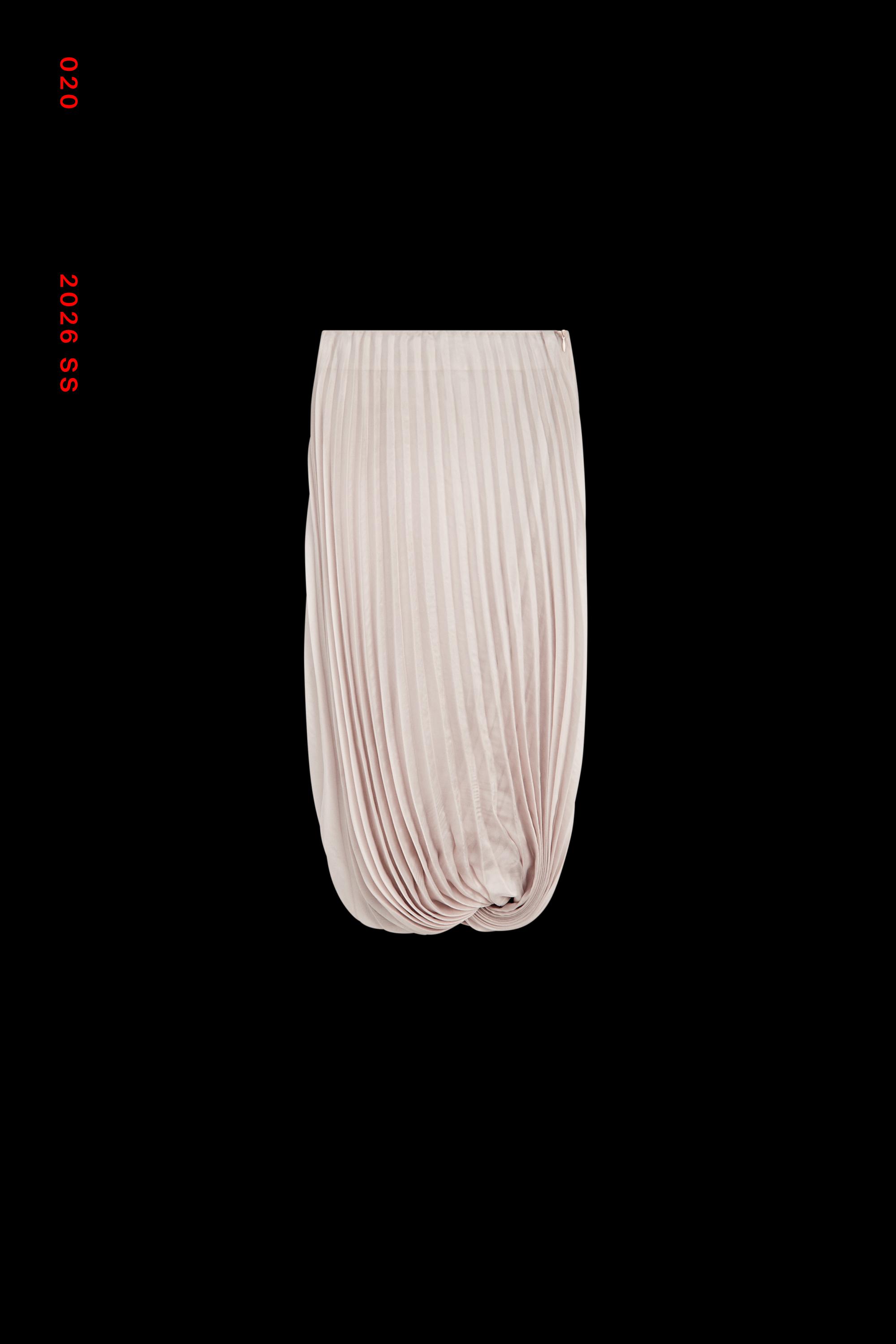 Pleated Bubble Hem Midi Skirt - STUDIO — Pink