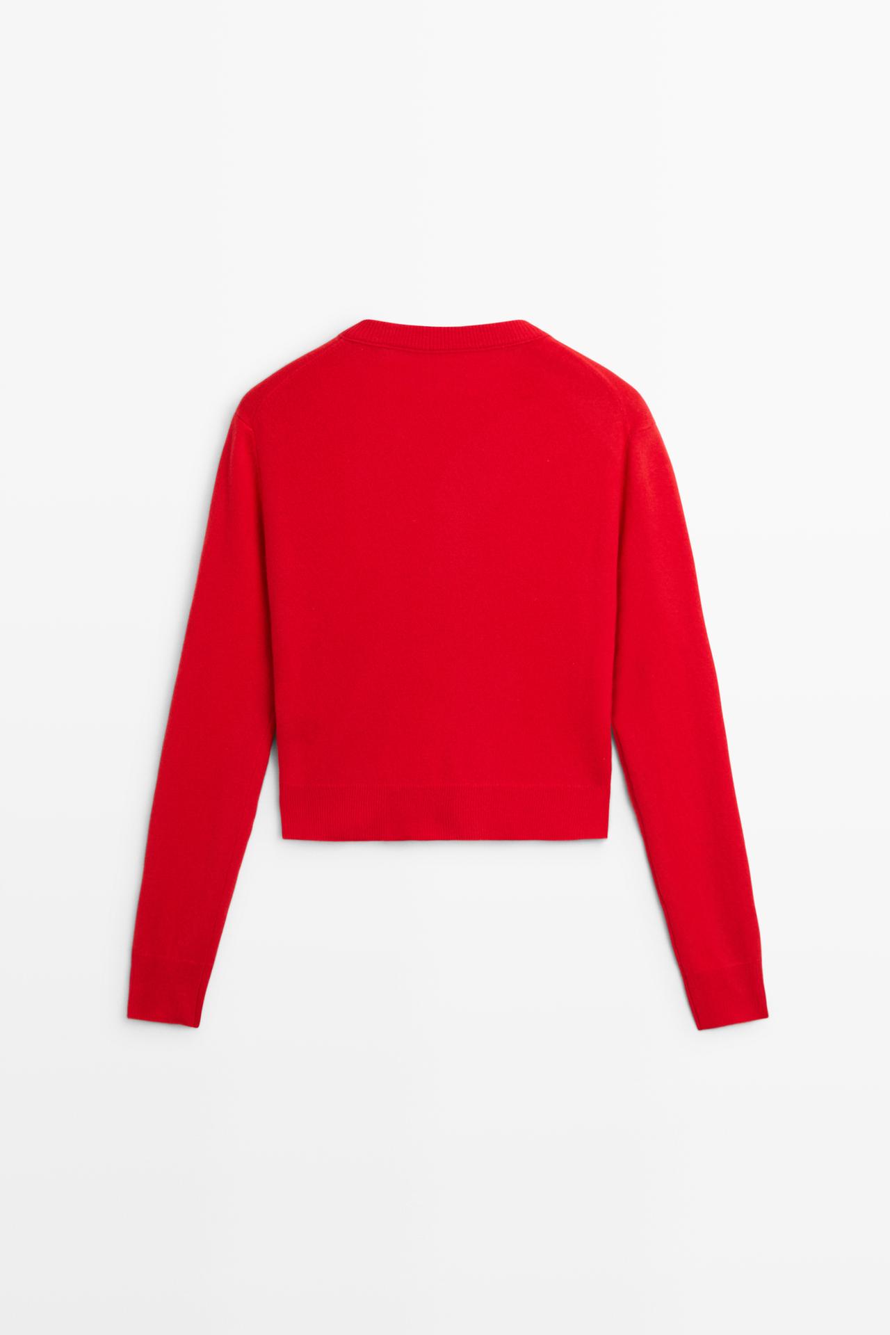 Knit cardigan with button detail — RED