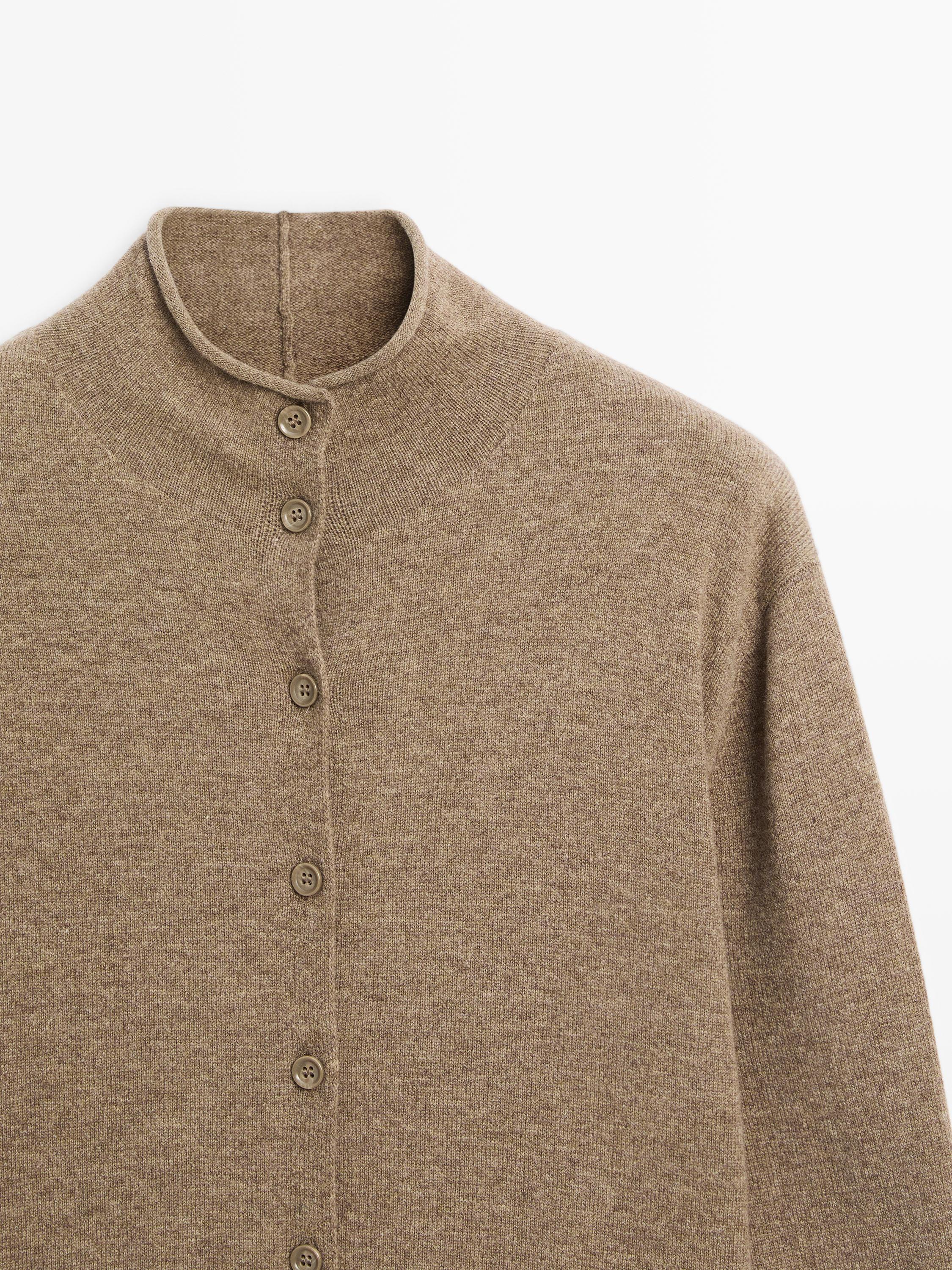 Cardigan à col montant 100 % laine