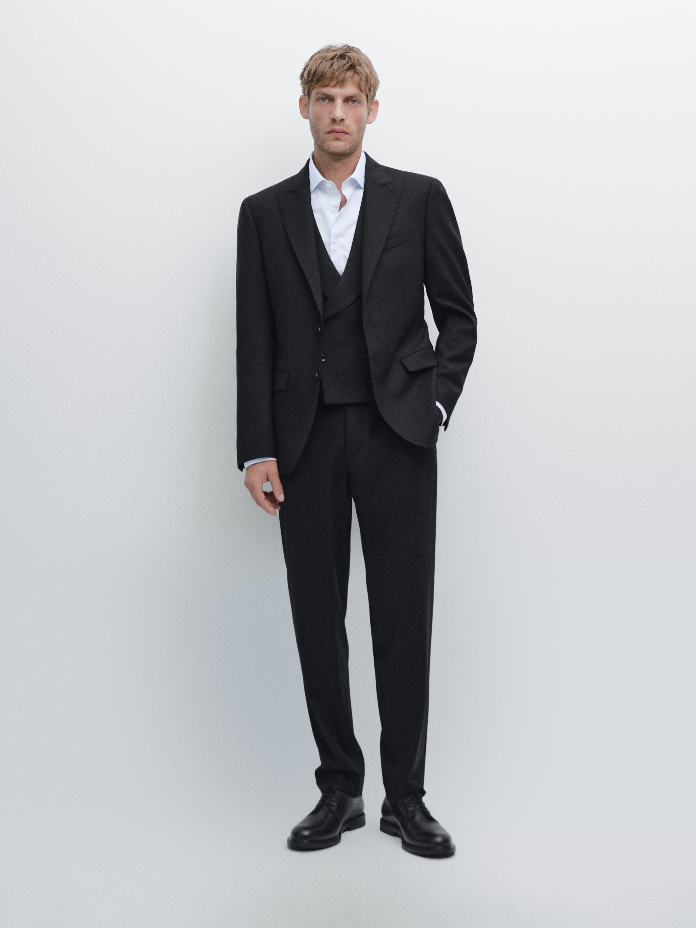 Wool blend suit trousers
