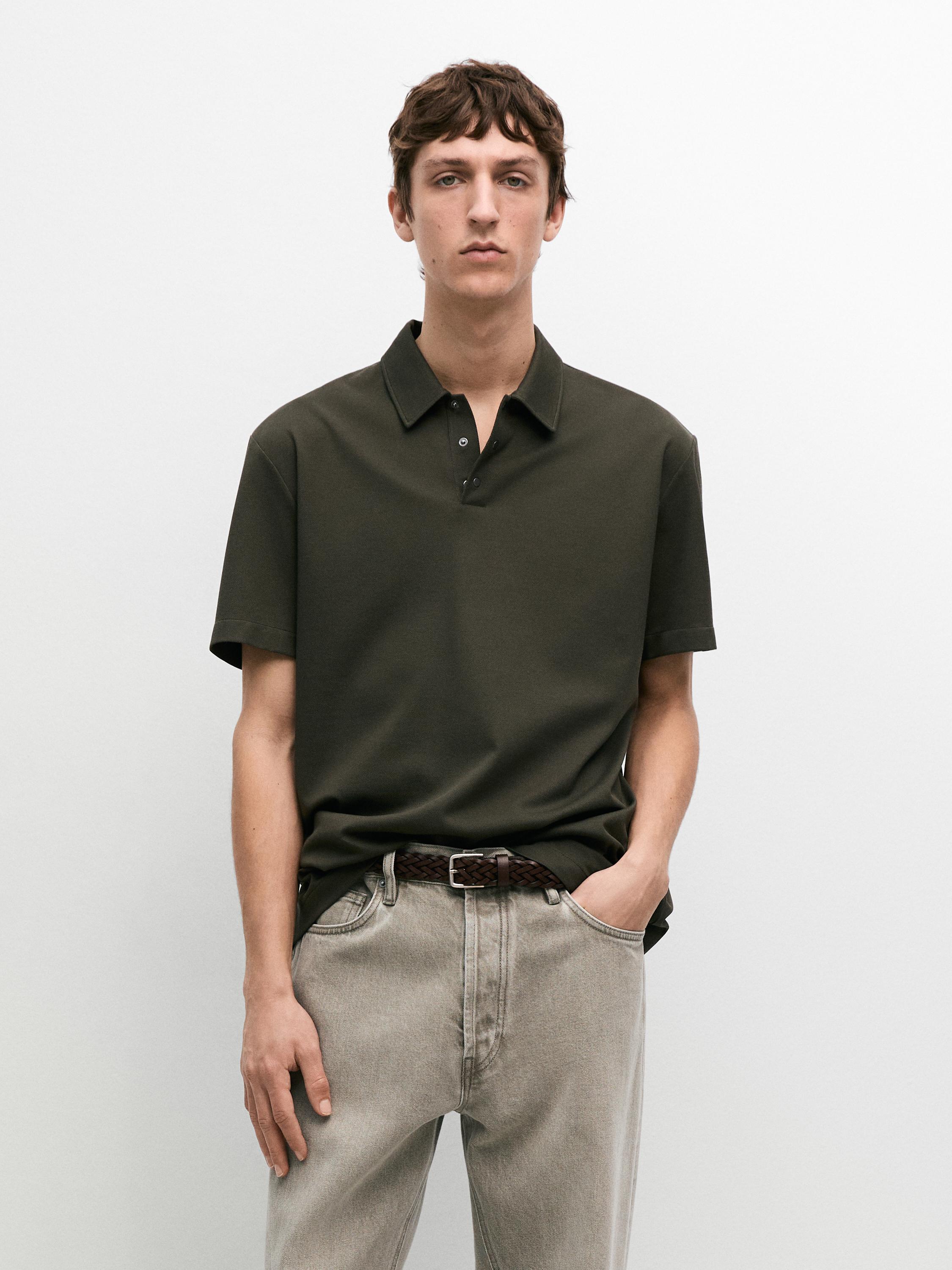 100% cotton short sleeve polo shirt — KHAKI