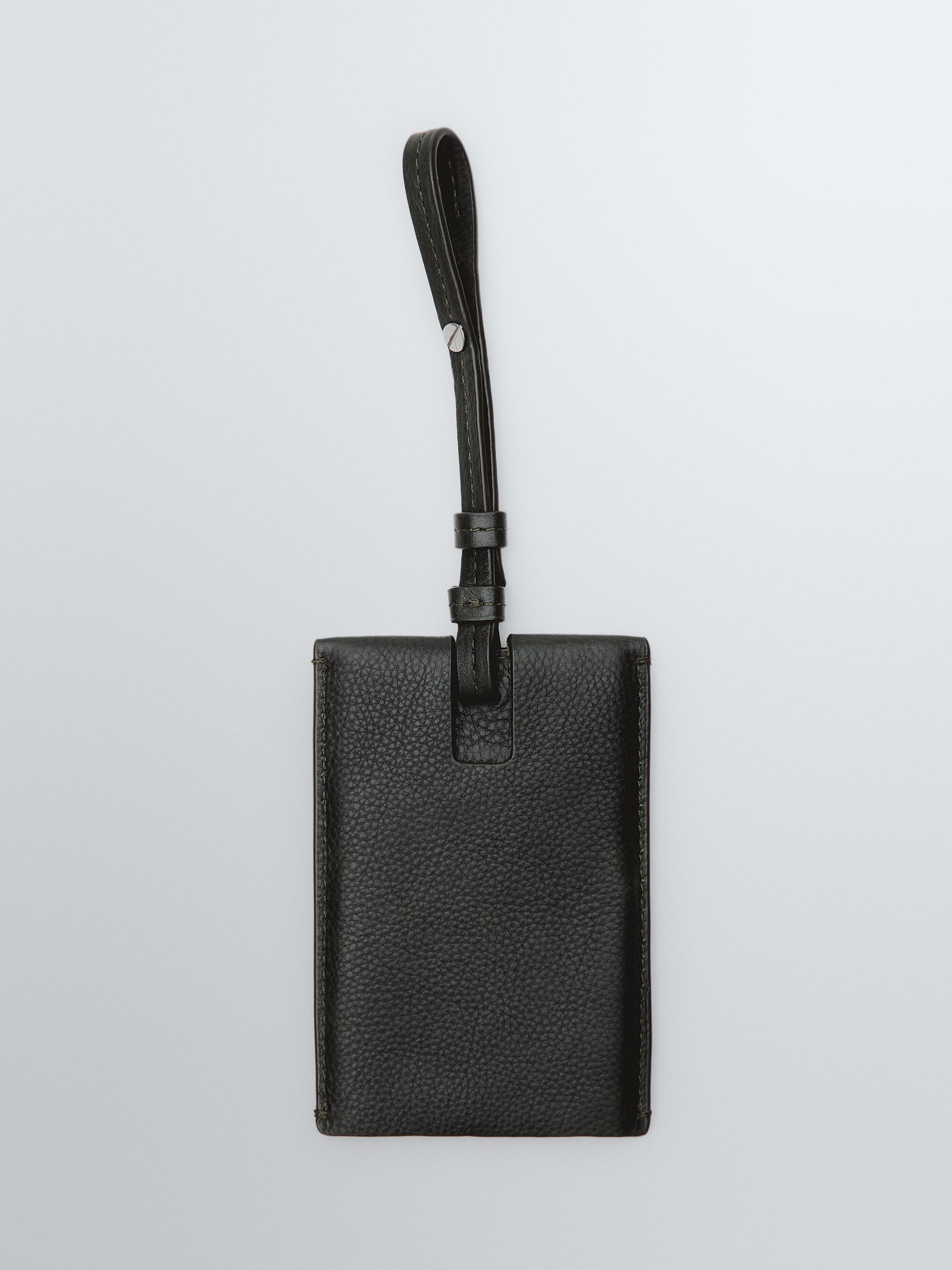 Nappa leather travel tag — GREEN