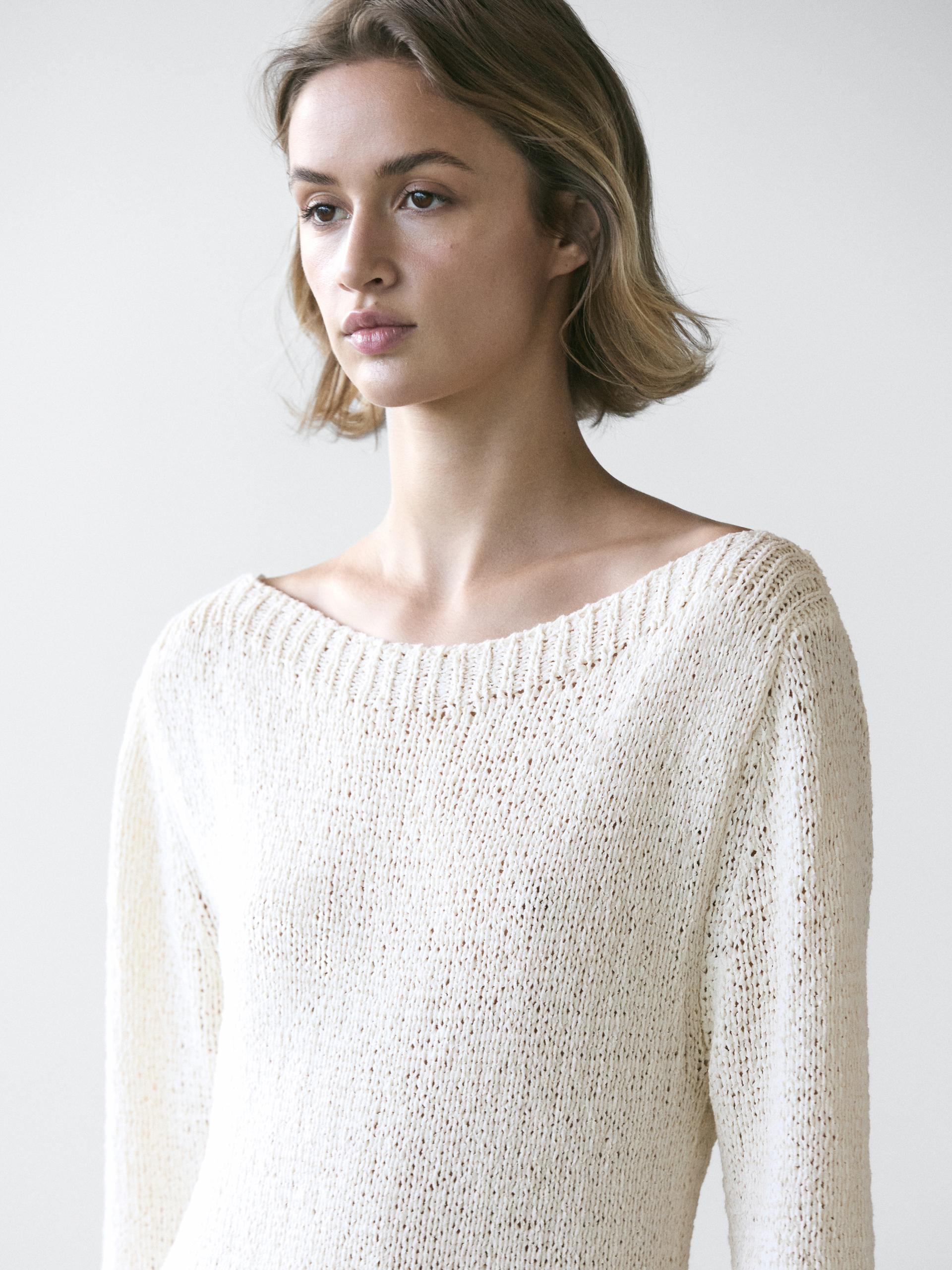 Asymmetrical Midi Dress With Mixed Detailing - Ecru - L - Massimo Dutti - Femminile