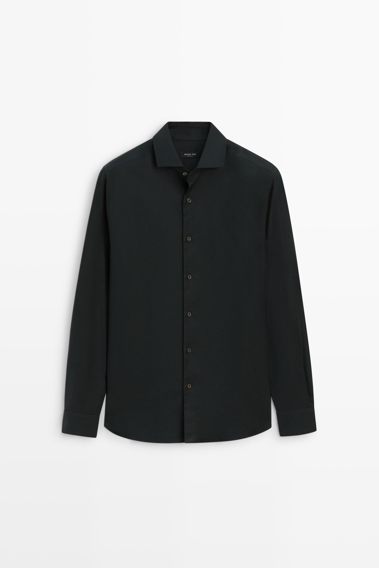 Regular fit cotton blend shirt — GREEN