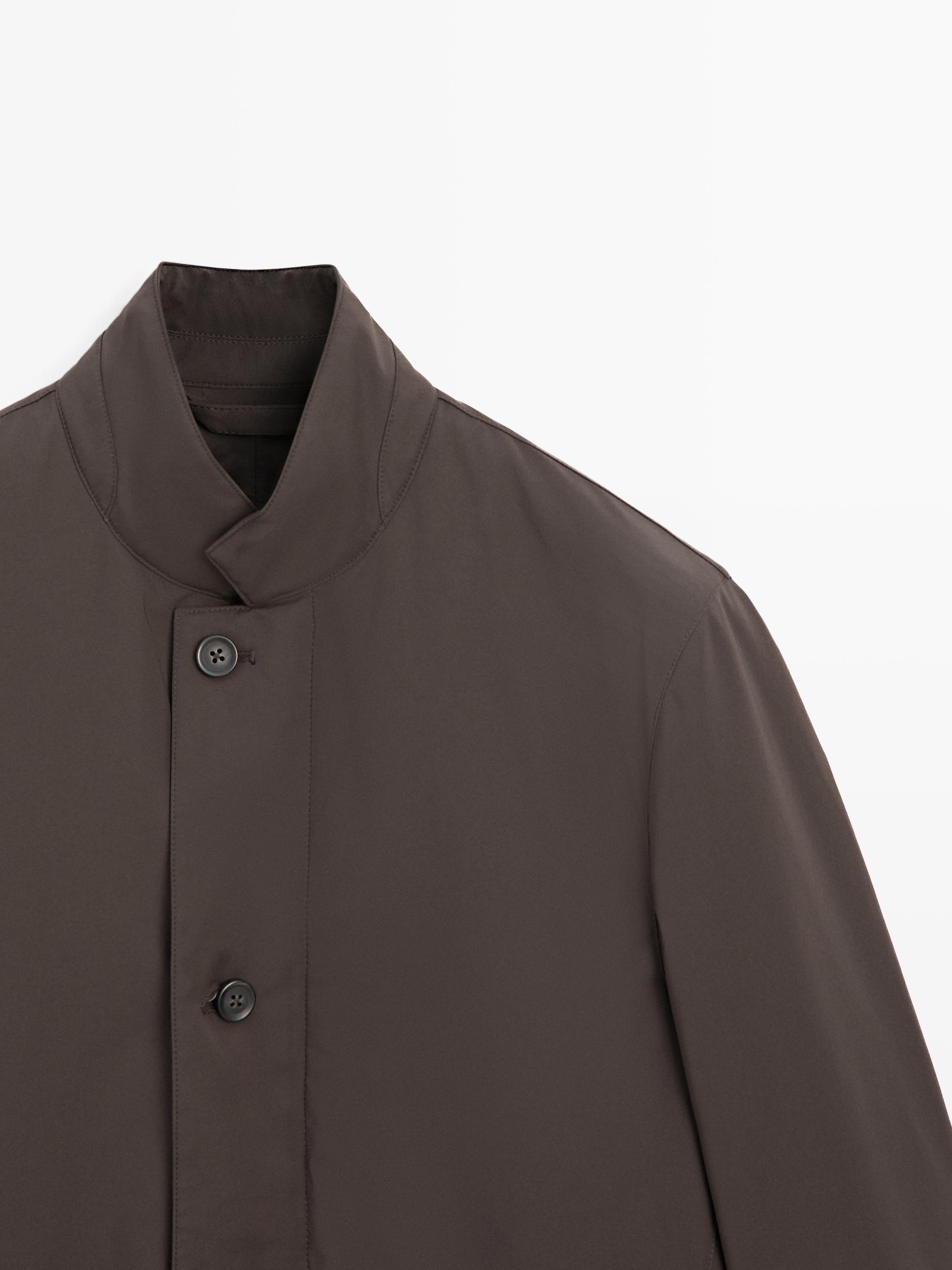Water-repellent puffer jacket — Chocolate