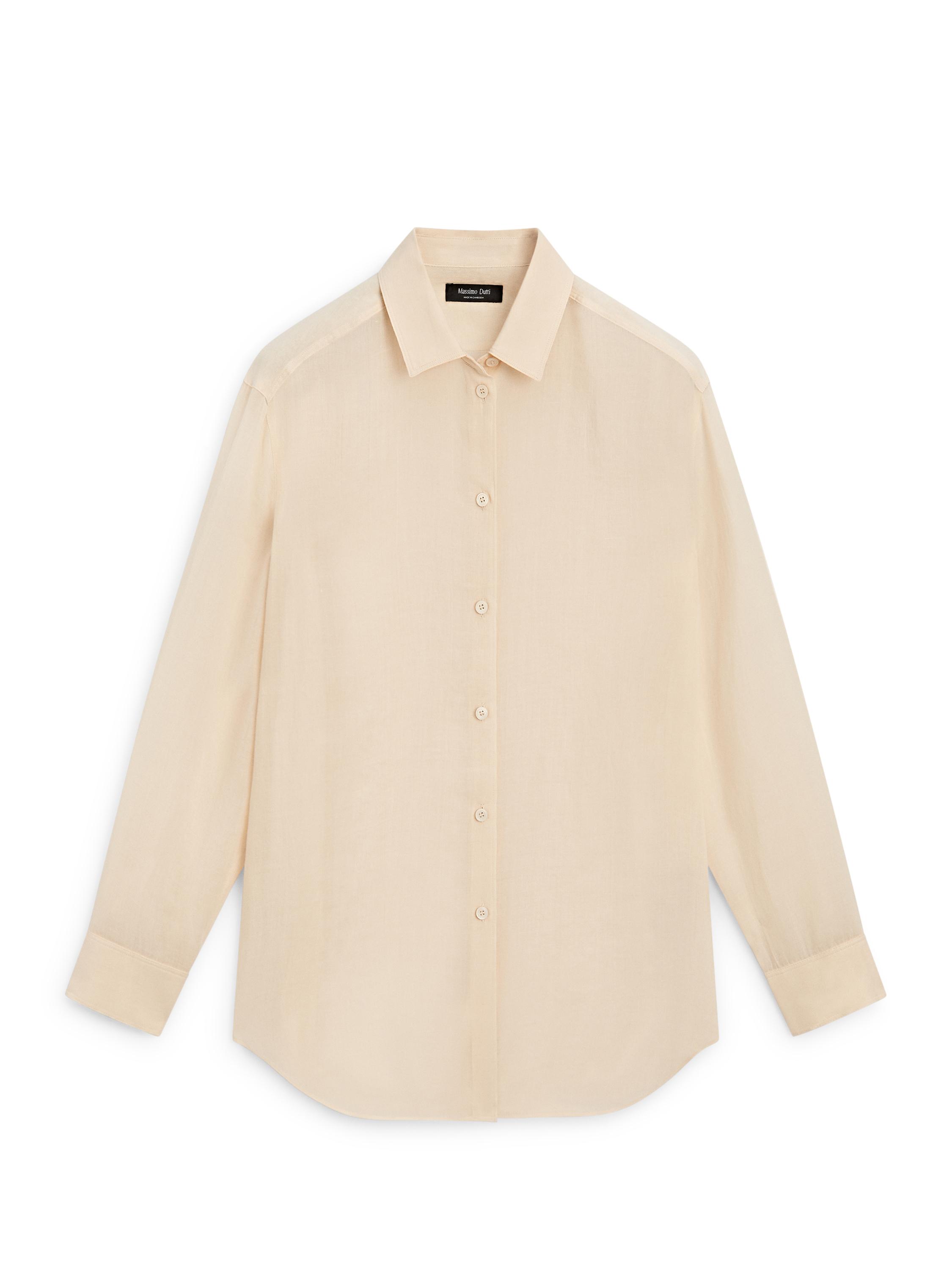 Flowing shirt with shirt collar — Beige