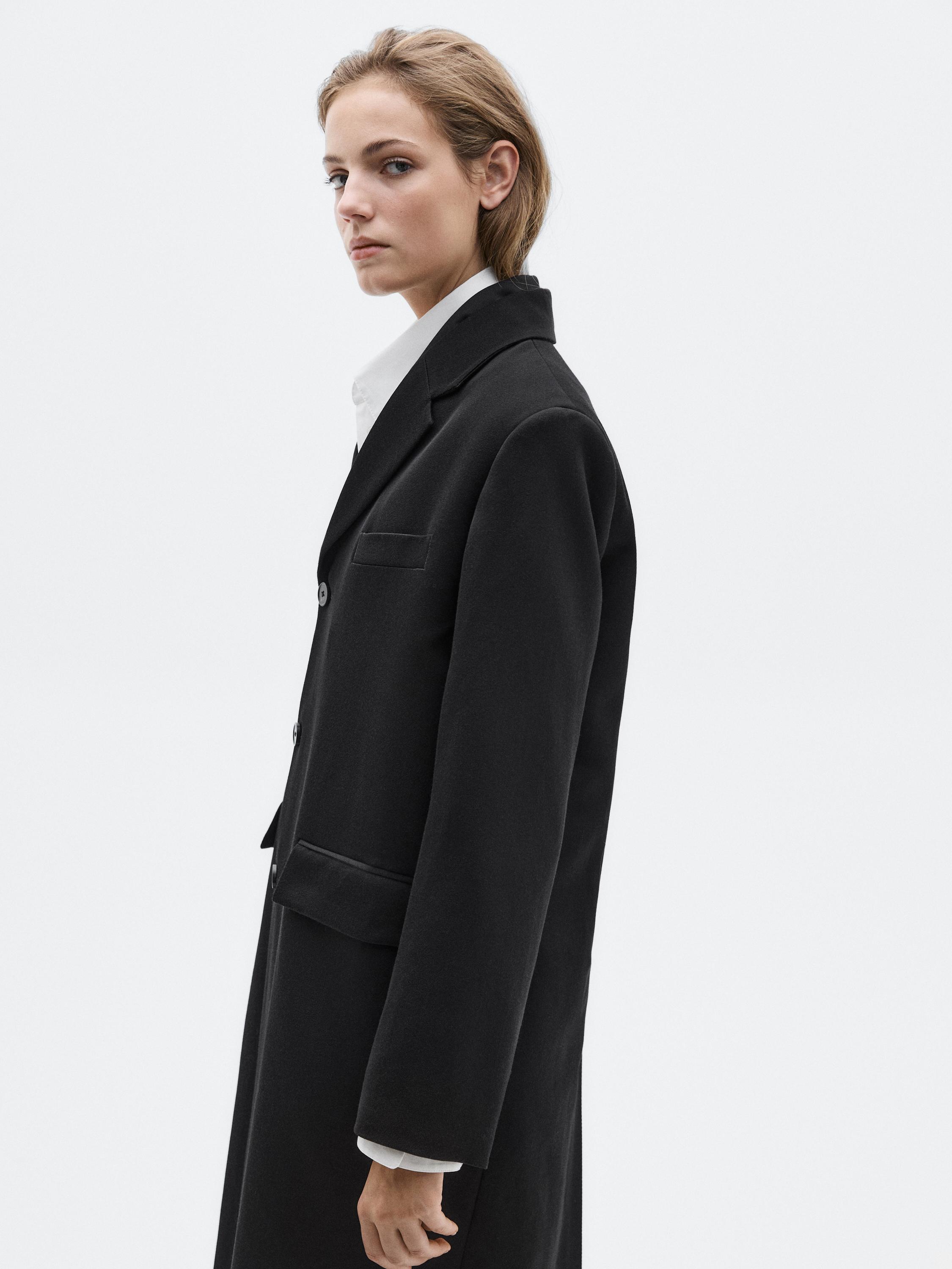 Long 100% wool coat - LIMITED · Black · Coats | Massimo Dutti