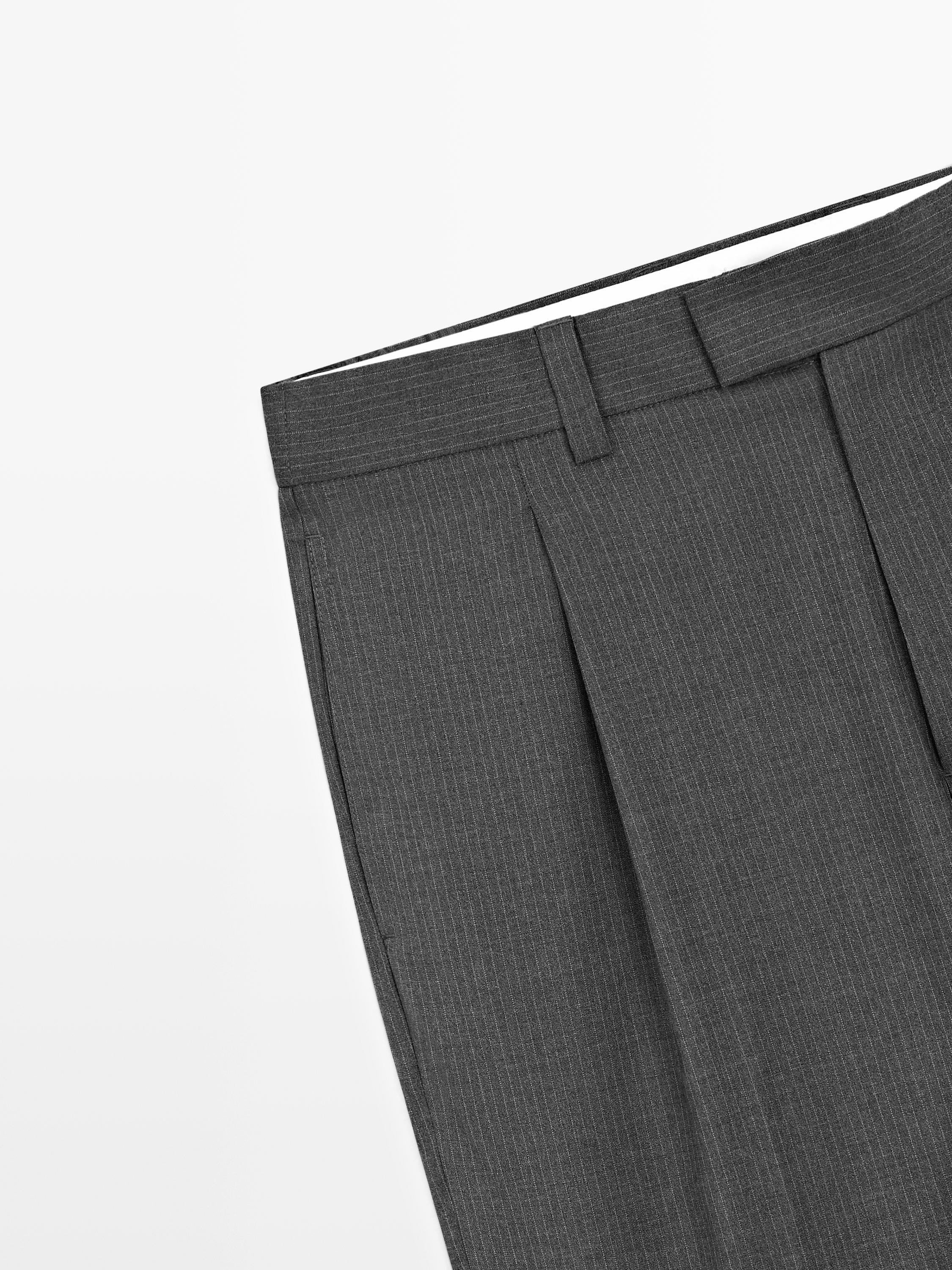 Wool blend darted trousers — GREY