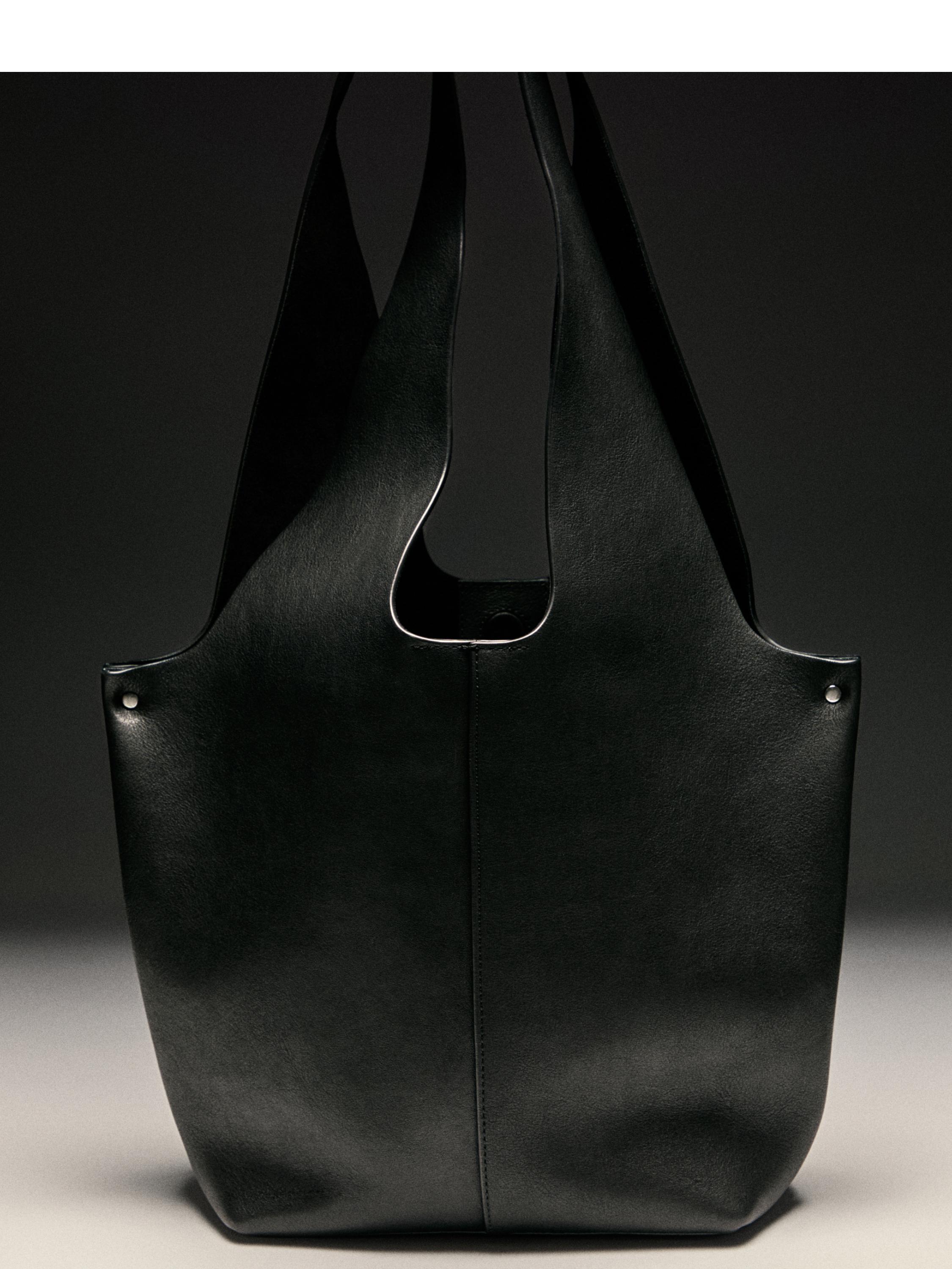 Nappa leather tote bag — BLACK