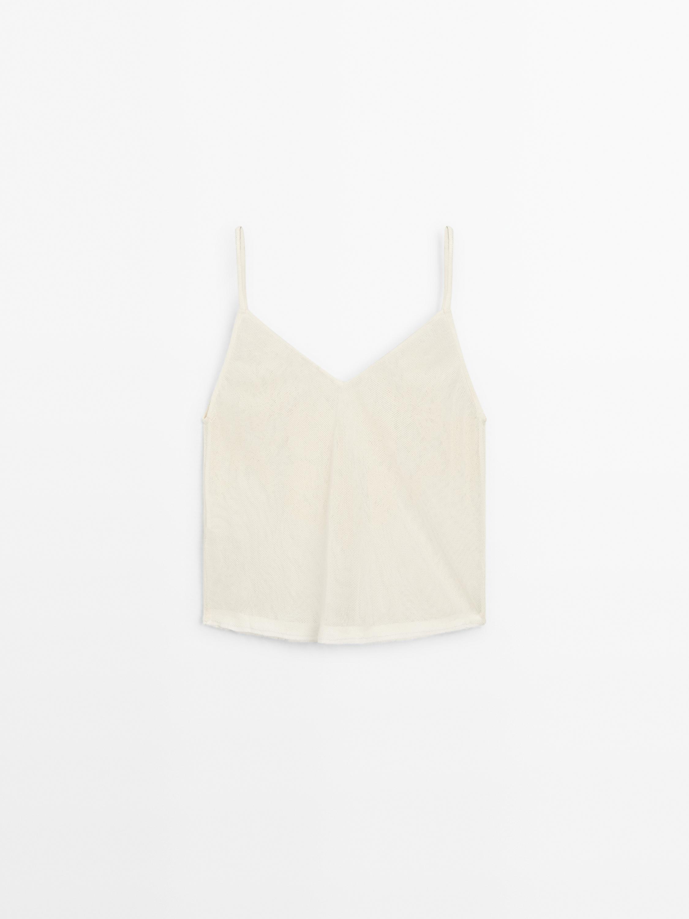 Strappy crop top with embroidered detail
