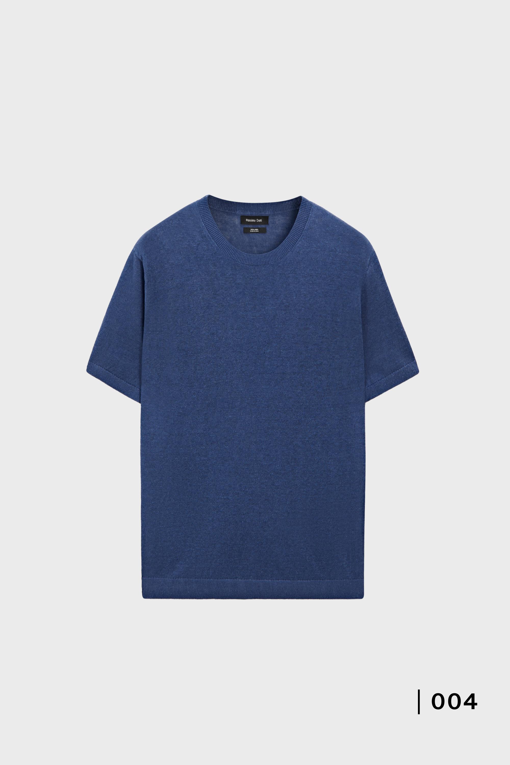 Lightweight 100% linen knit T-shirt — BLUISH