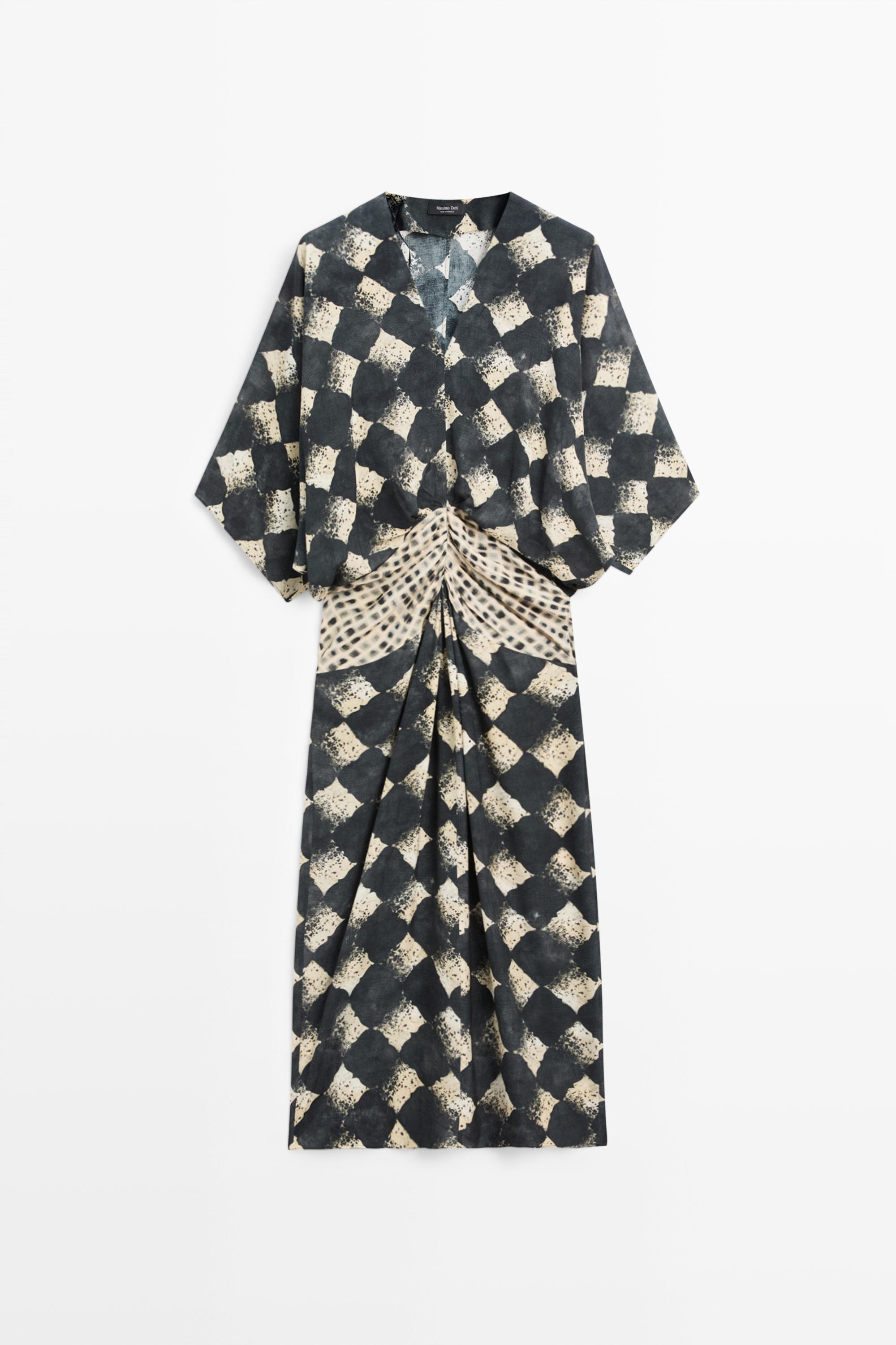 Flowing dress with sash belt detail — BLUE