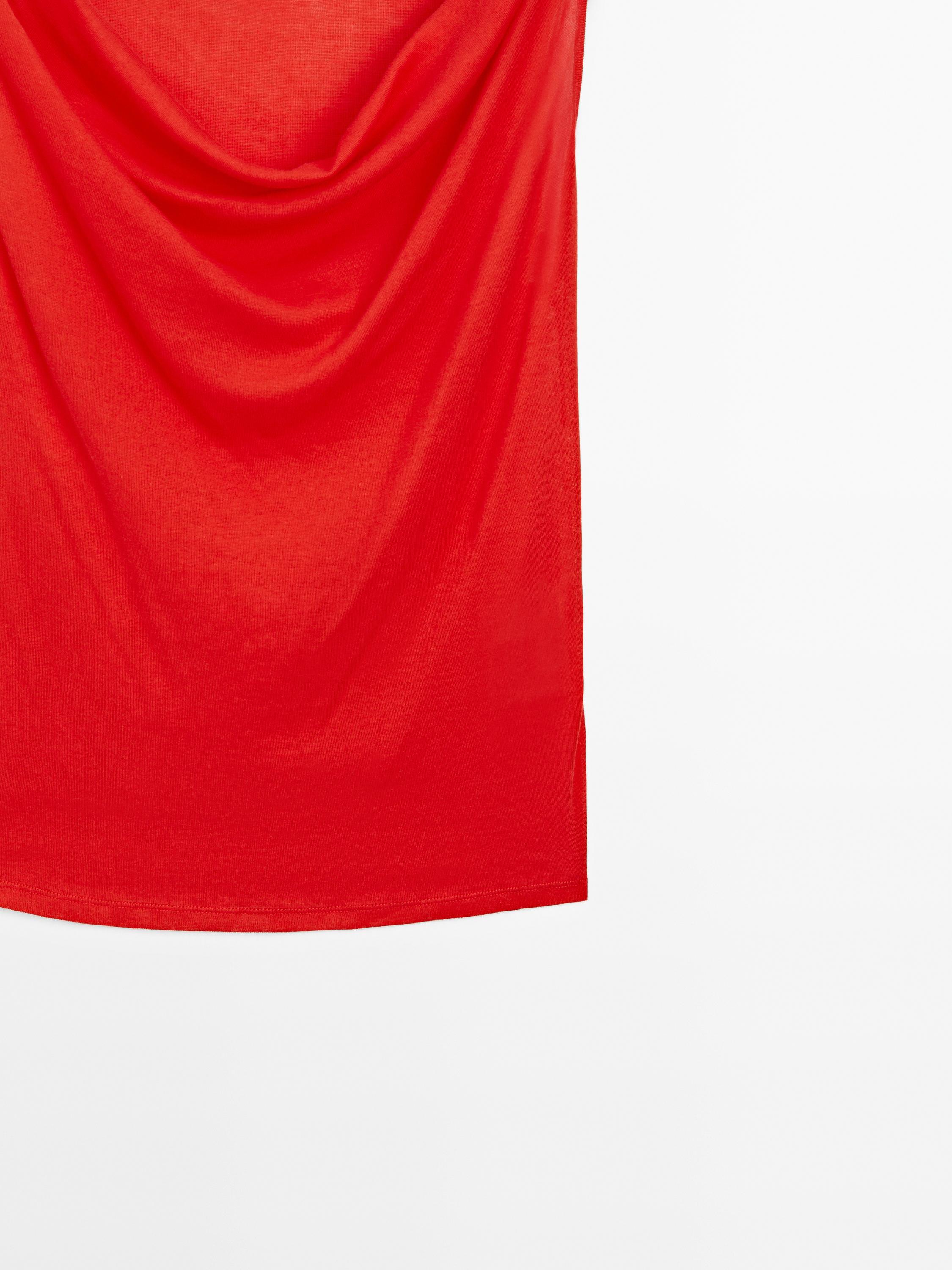 100% cotton top with draped neckline
