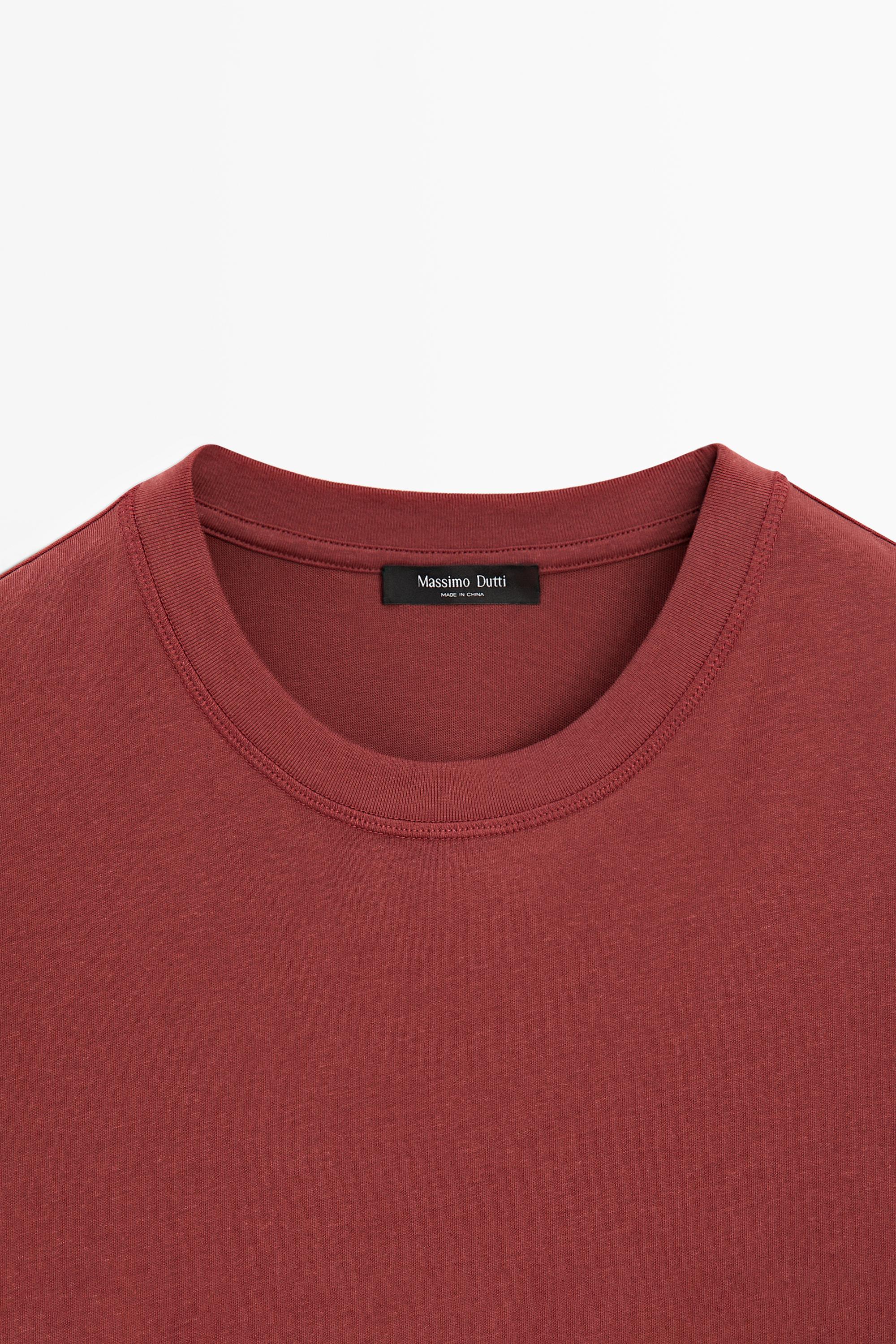 Short sleeve cotton blend T-shirt — MAROON